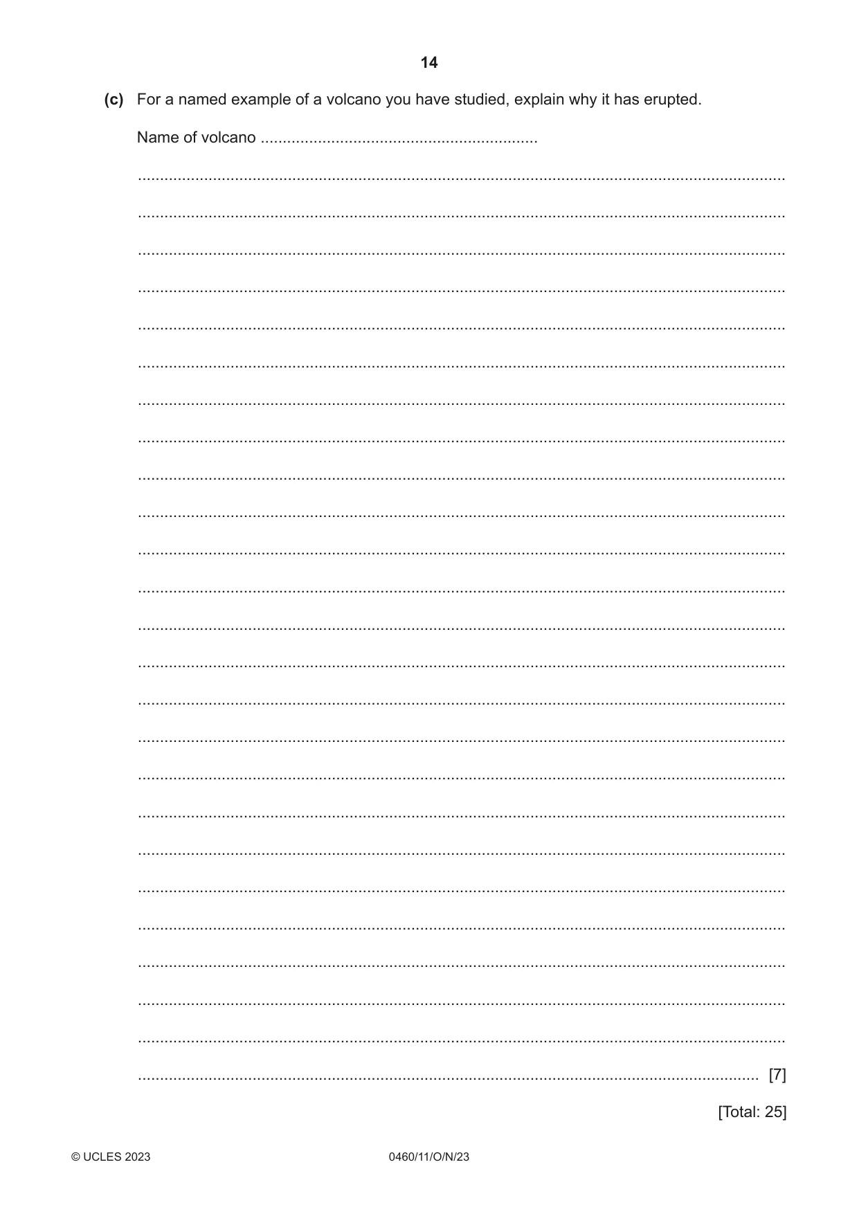 Cambridge IGCSE Geography 0460 2023 Oct/Nov Paper 1 · Variant 1 question paper, page 14 of 28
