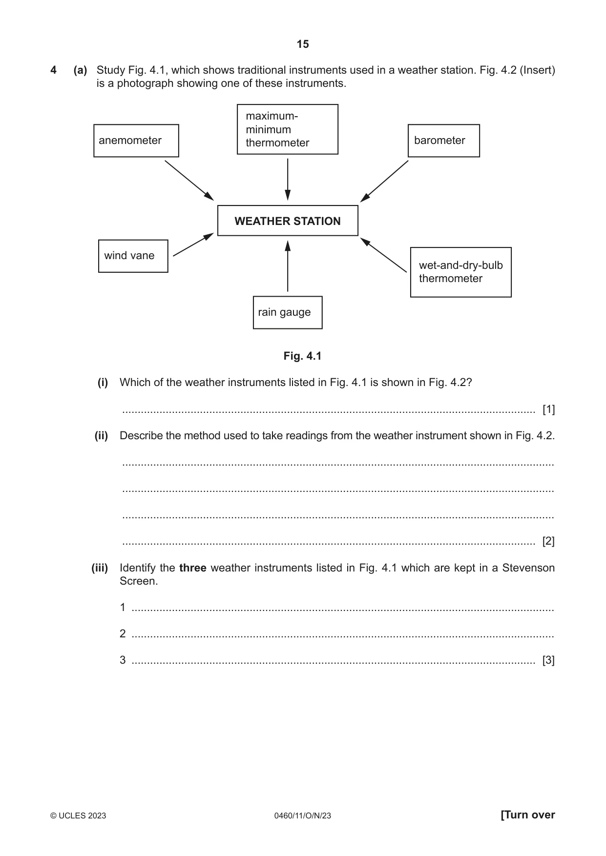 Cambridge IGCSE Geography 0460 2023 Oct/Nov Paper 1 · Variant 1 question paper, page 15 of 28