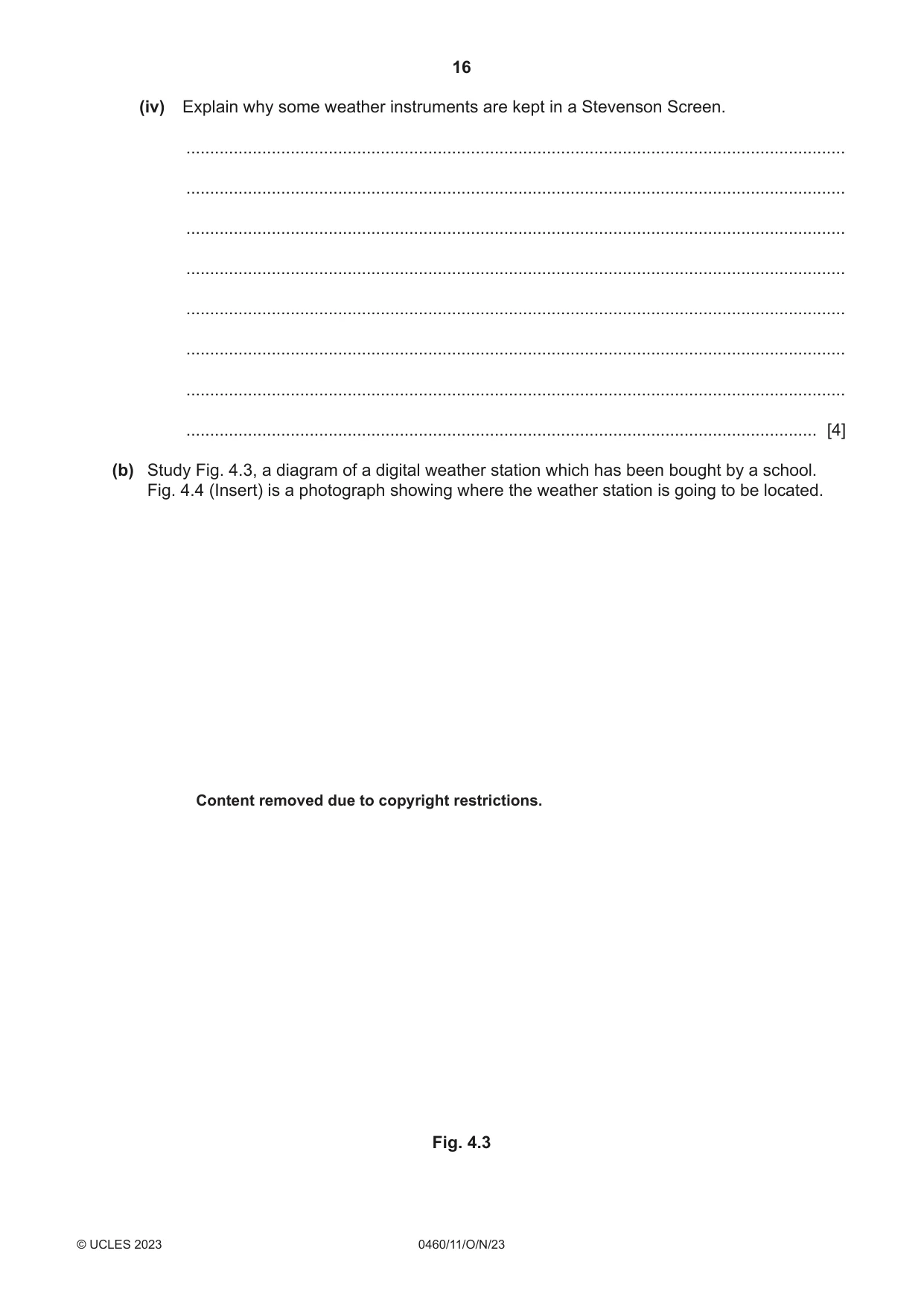 Cambridge IGCSE Geography 0460 2023 Oct/Nov Paper 1 · Variant 1 question paper, page 16 of 28