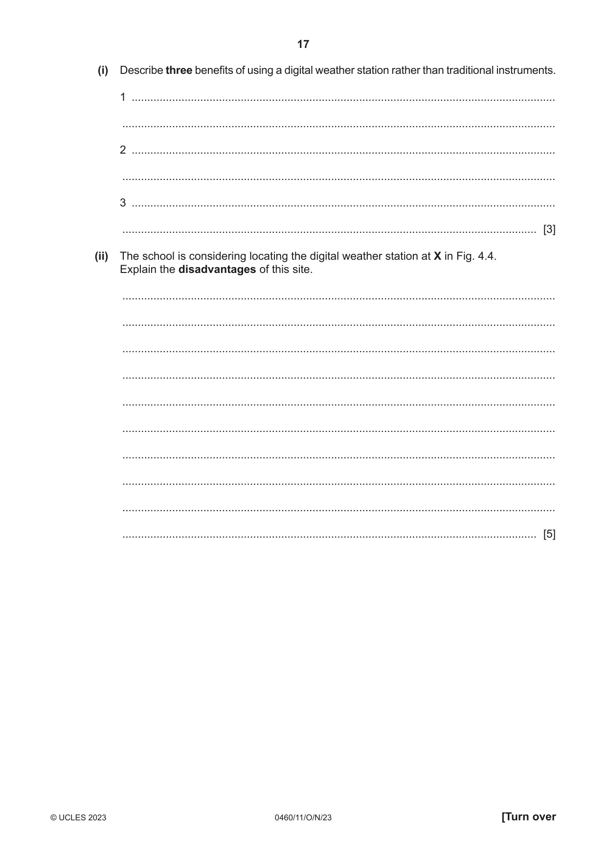 Cambridge IGCSE Geography 0460 2023 Oct/Nov Paper 1 · Variant 1 question paper, page 17 of 28