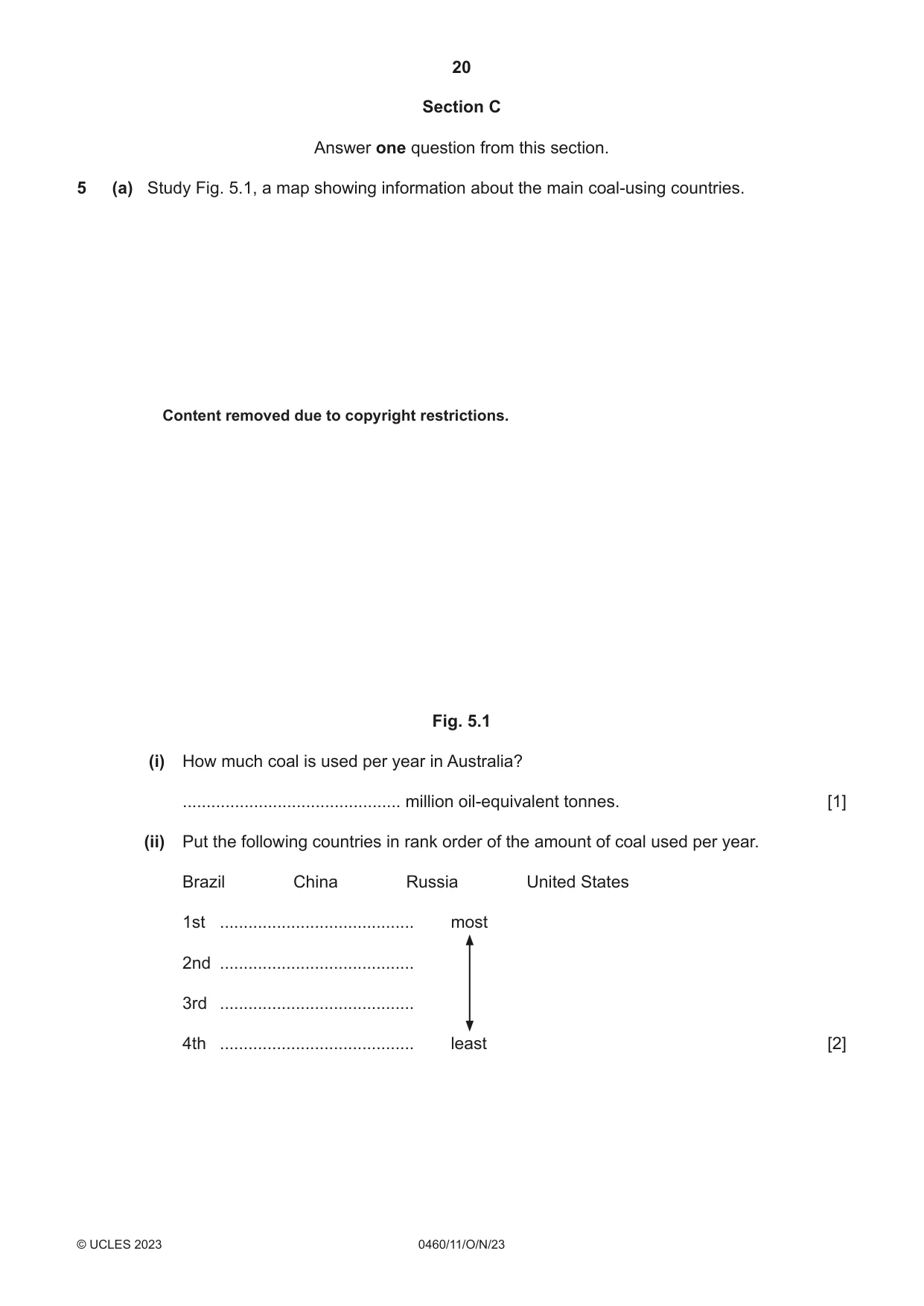 Cambridge IGCSE Geography 0460 2023 Oct/Nov Paper 1 · Variant 1 question paper, page 20 of 28