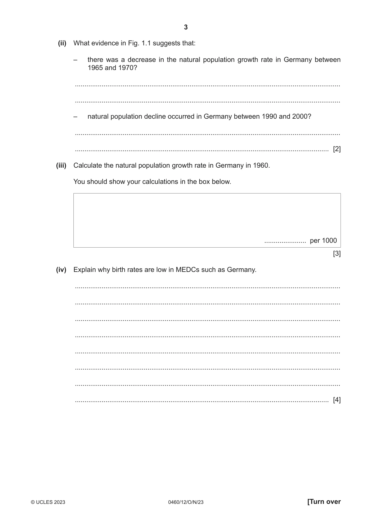 Cambridge IGCSE Geography 0460 2023 Oct/Nov Paper 1 · Variant 2 question paper, page 3 of 28