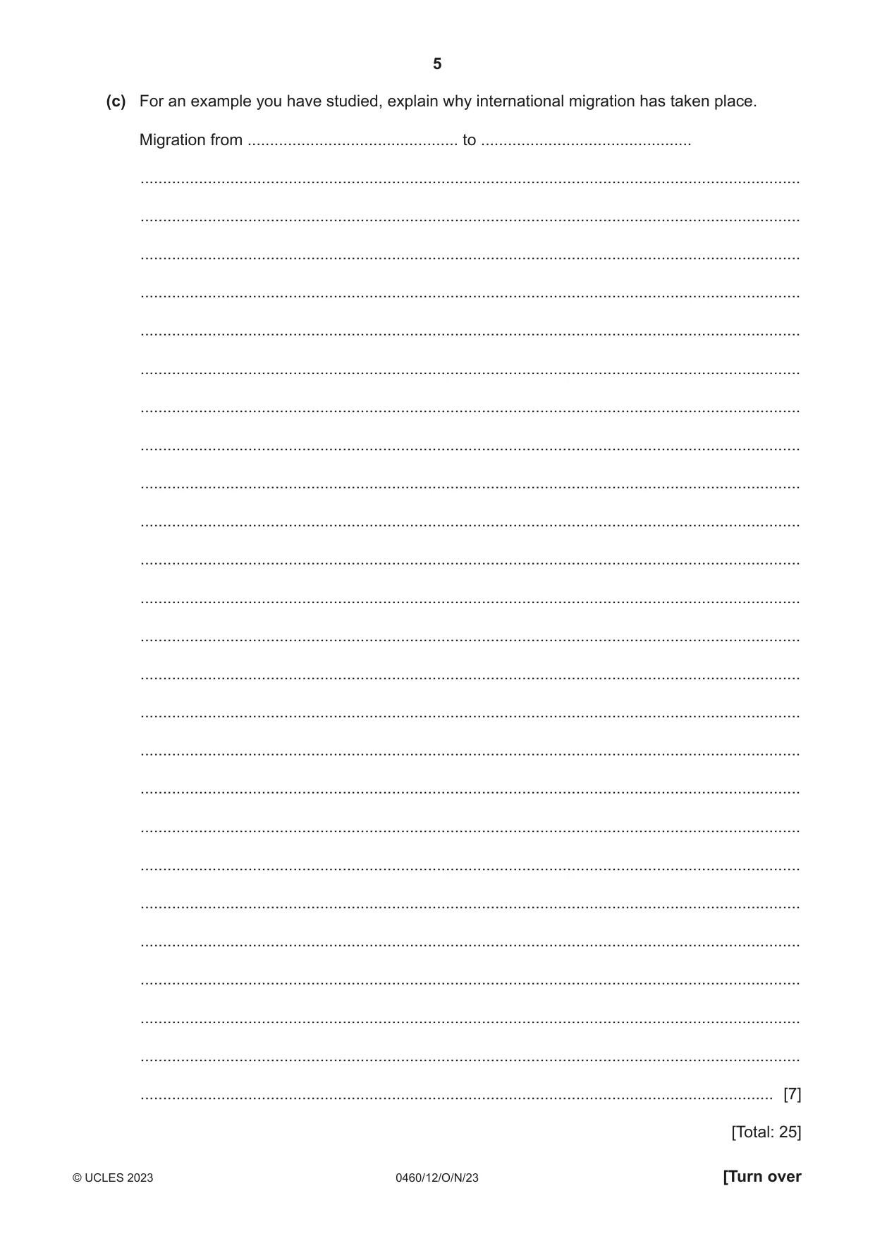 Cambridge IGCSE Geography 0460 2023 Oct/Nov Paper 1 · Variant 2 question paper, page 5 of 28