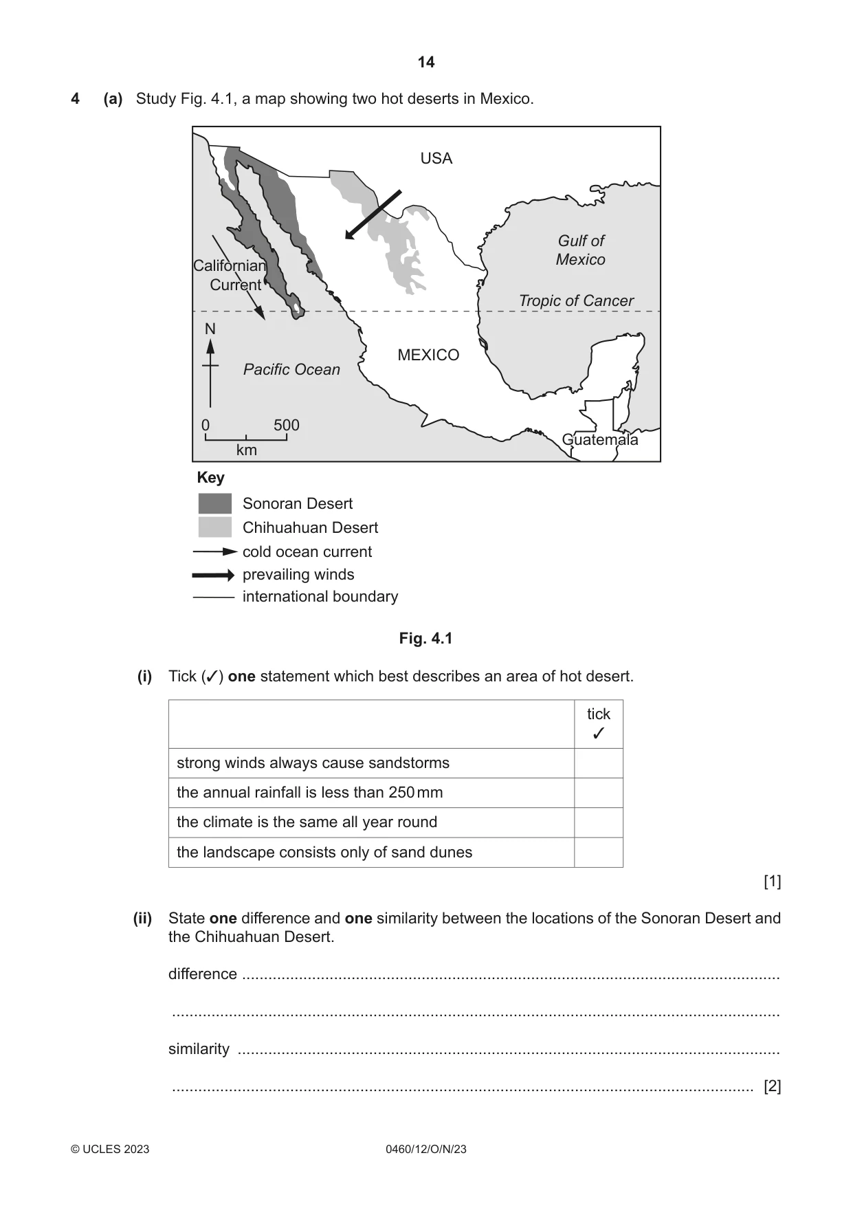 Cambridge IGCSE Geography 0460 2023 Oct/Nov Paper 1 · Variant 2 question paper, page 14 of 28
