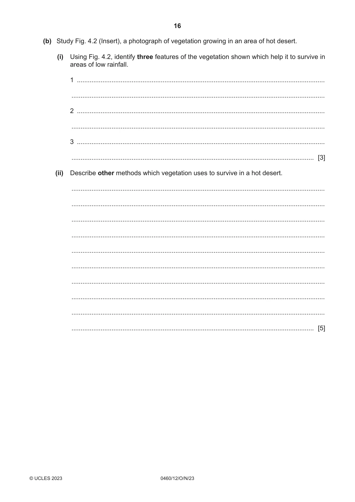 Cambridge IGCSE Geography 0460 2023 Oct/Nov Paper 1 · Variant 2 question paper, page 16 of 28