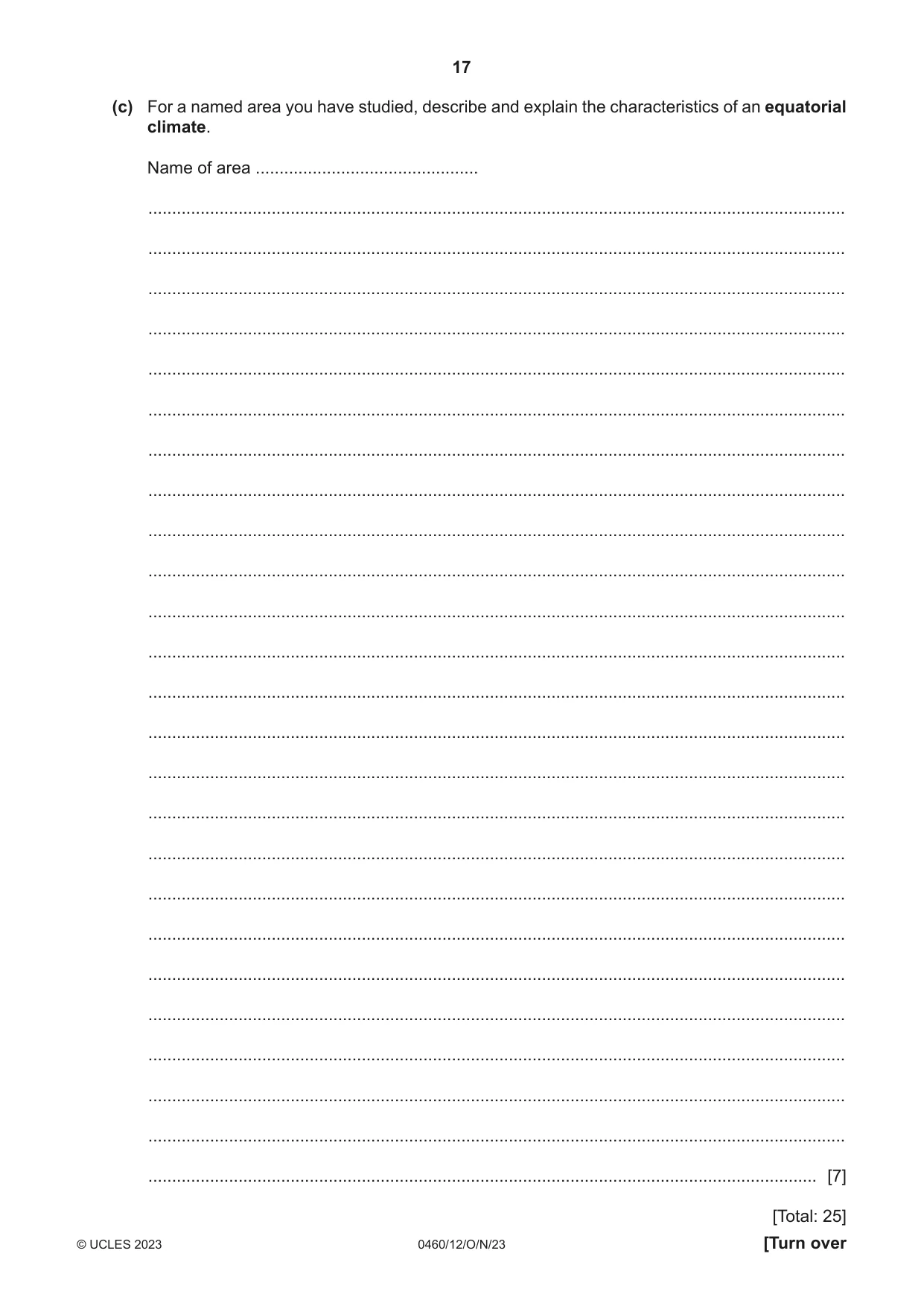 Cambridge IGCSE Geography 0460 2023 Oct/Nov Paper 1 · Variant 2 question paper, page 17 of 28