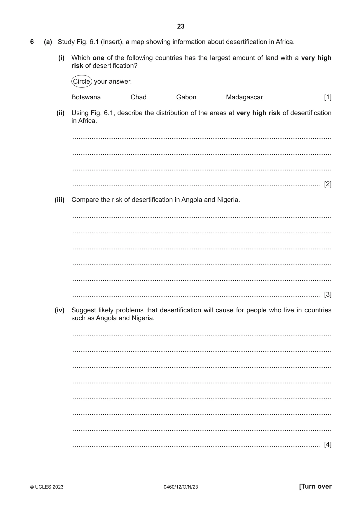 Cambridge IGCSE Geography 0460 2023 Oct/Nov Paper 1 · Variant 2 question paper, page 23 of 28