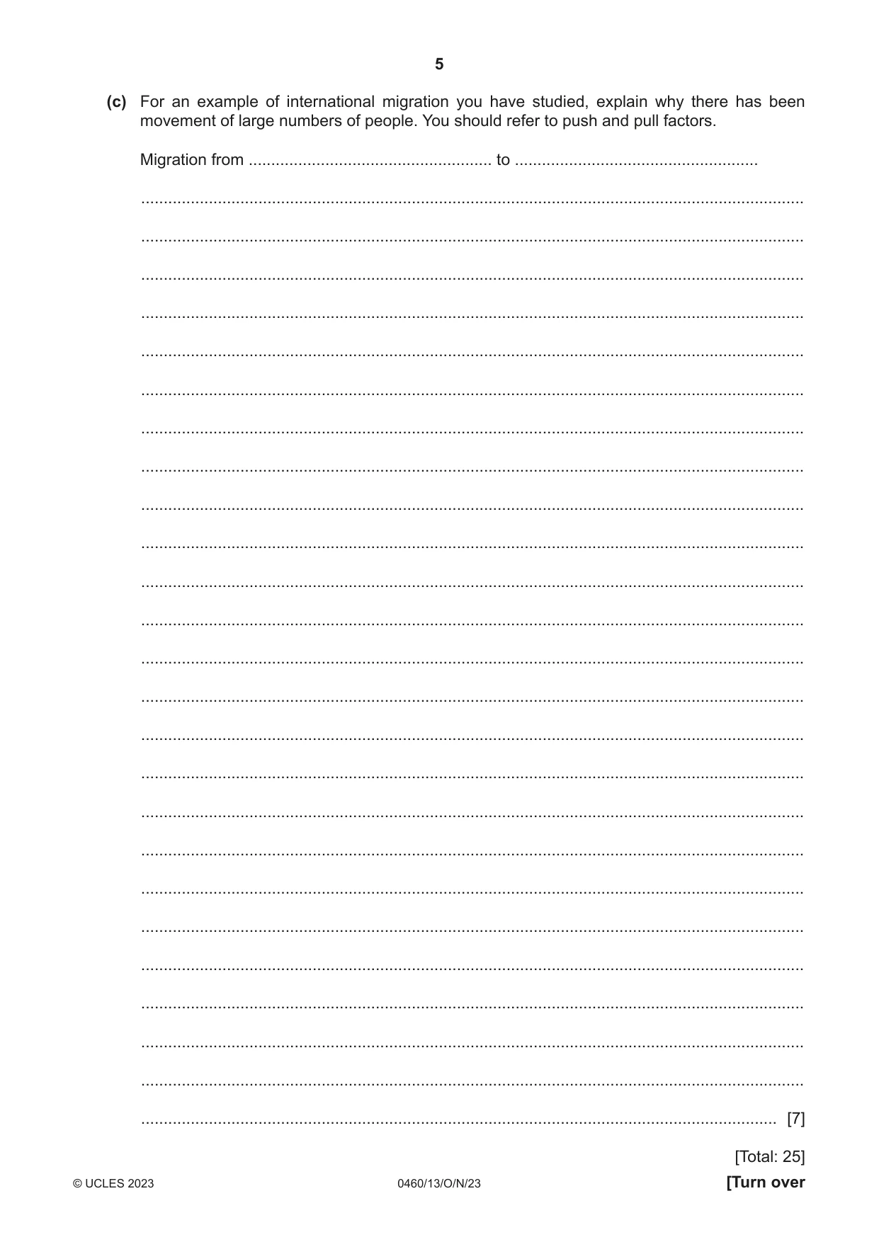 Cambridge IGCSE Geography 0460 2023 Oct/Nov Paper 1 · Variant 3 question paper, page 5 of 32