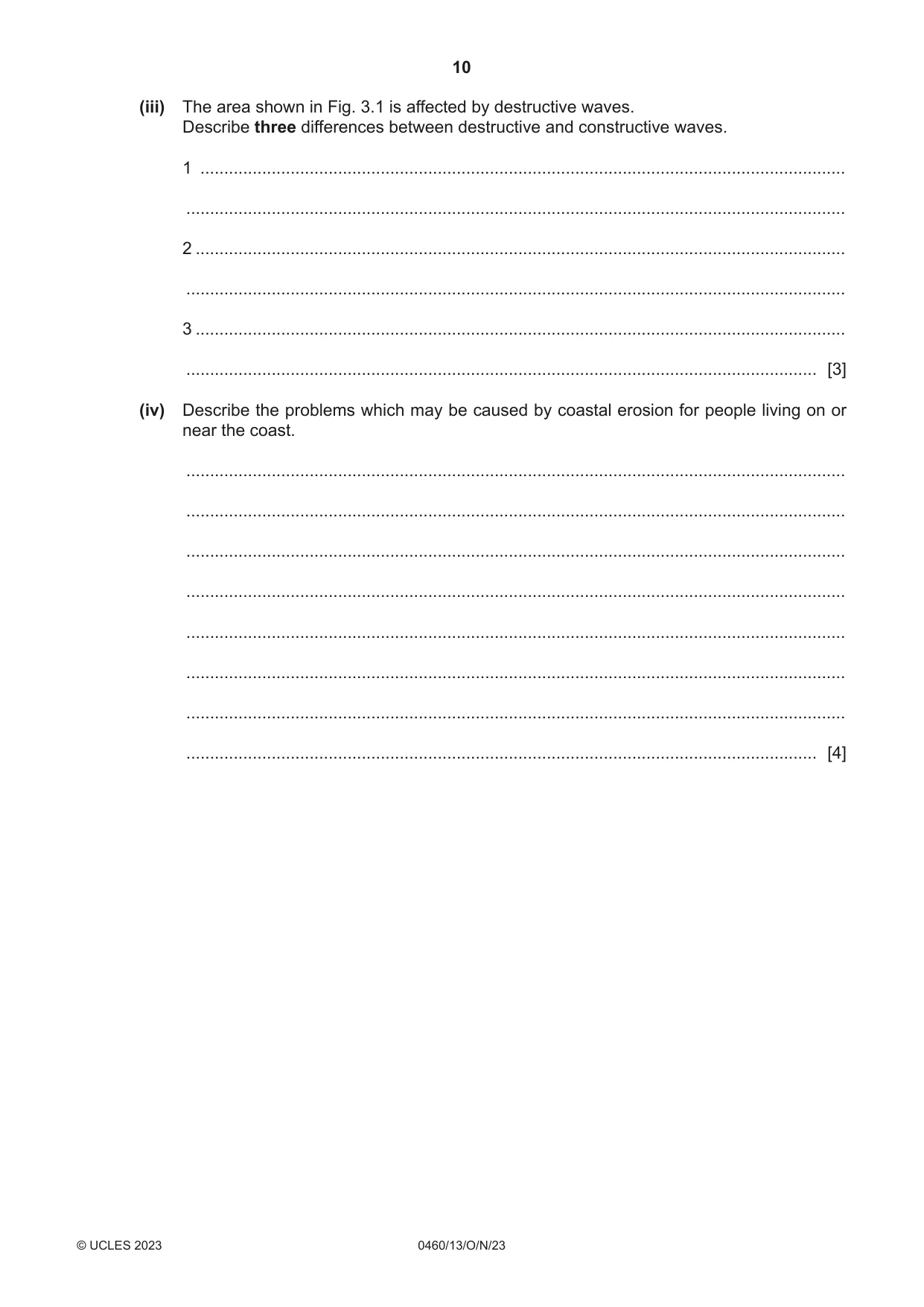 Cambridge IGCSE Geography 0460 2023 Oct/Nov Paper 1 · Variant 3 question paper, page 10 of 32
