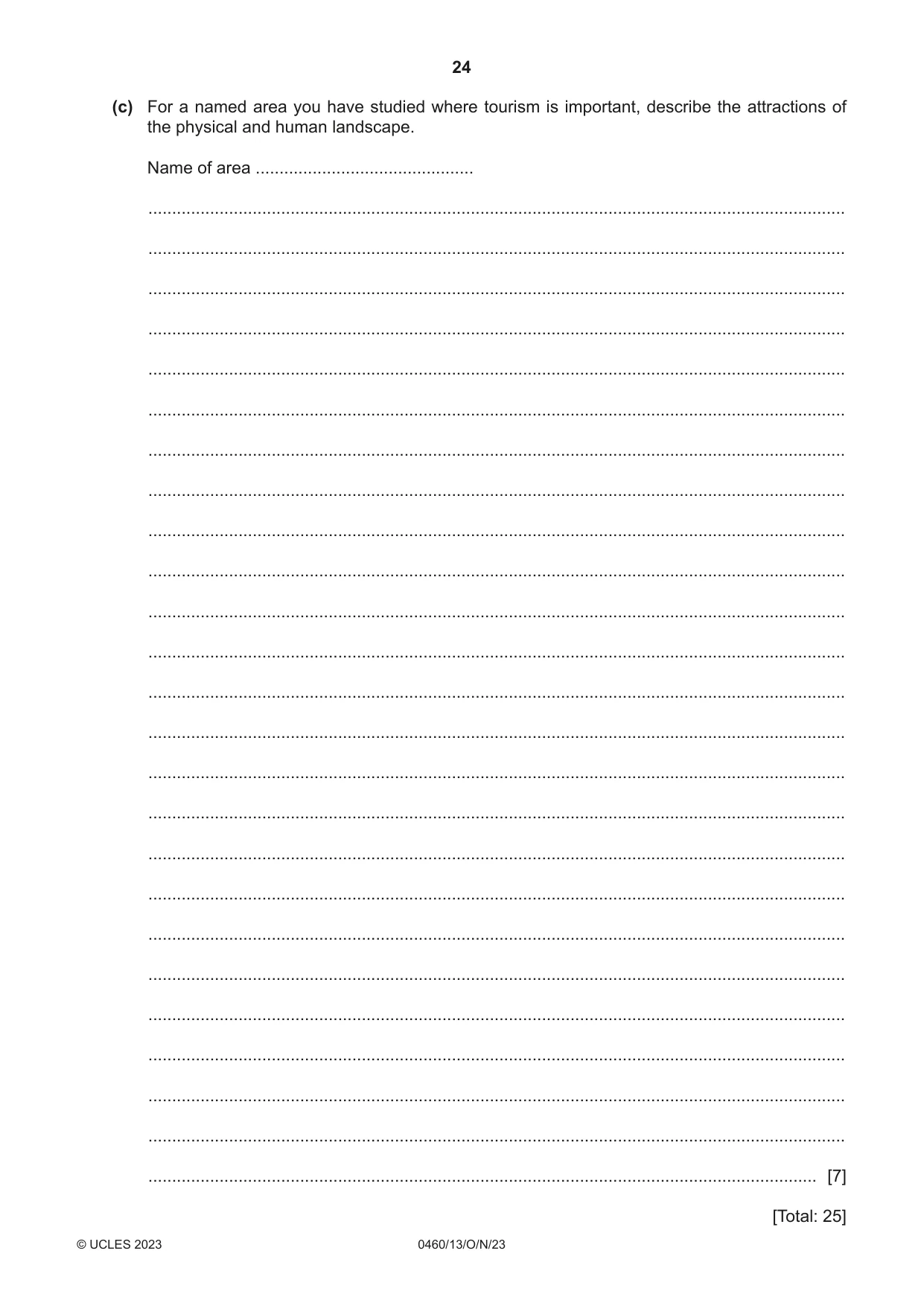 Cambridge IGCSE Geography 0460 2023 Oct/Nov Paper 1 · Variant 3 question paper, page 24 of 32