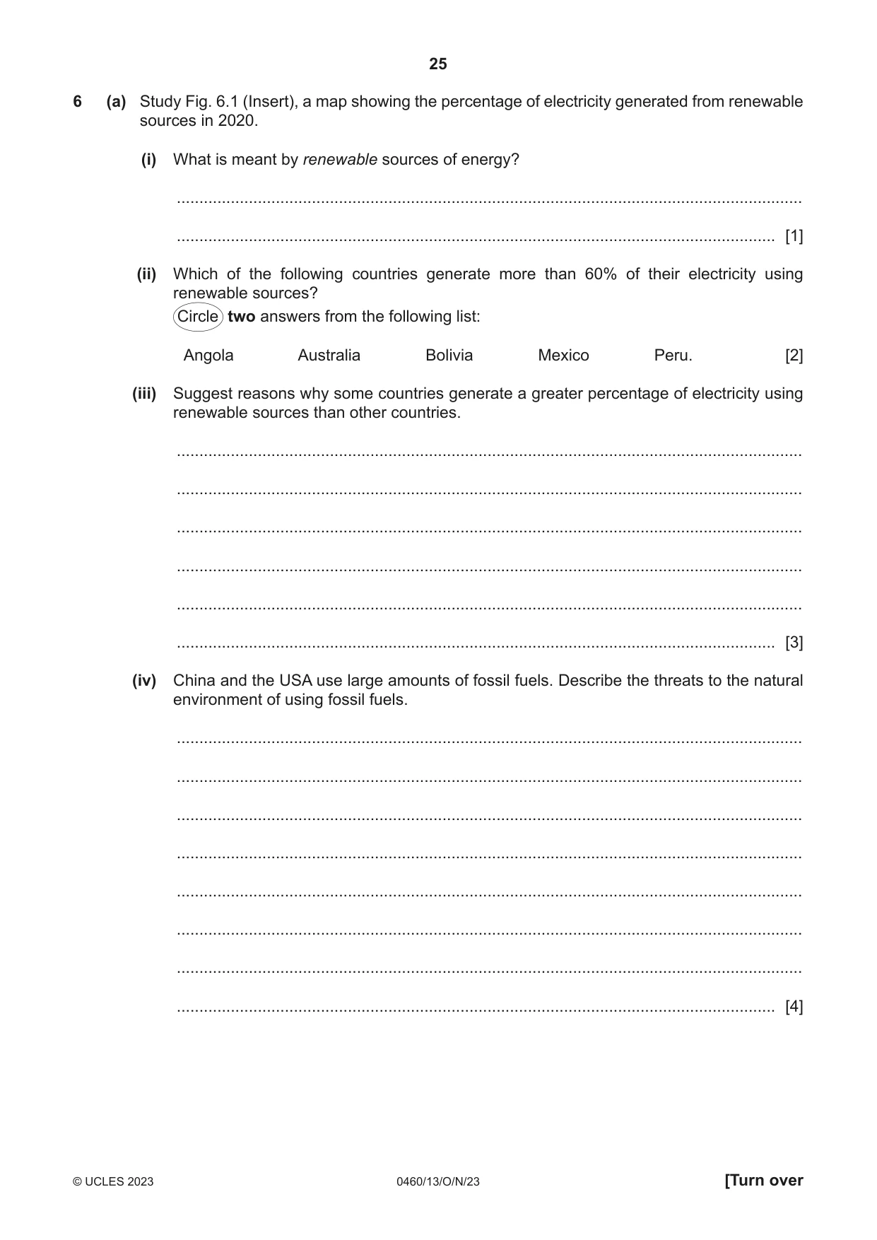 Cambridge IGCSE Geography 0460 2023 Oct/Nov Paper 1 · Variant 3 question paper, page 25 of 32
