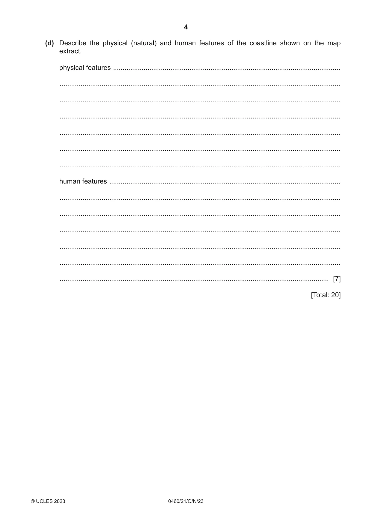 Cambridge IGCSE Geography 0460 2023 Oct/Nov Paper 2 · Variant 1 question paper, page 4 of 16