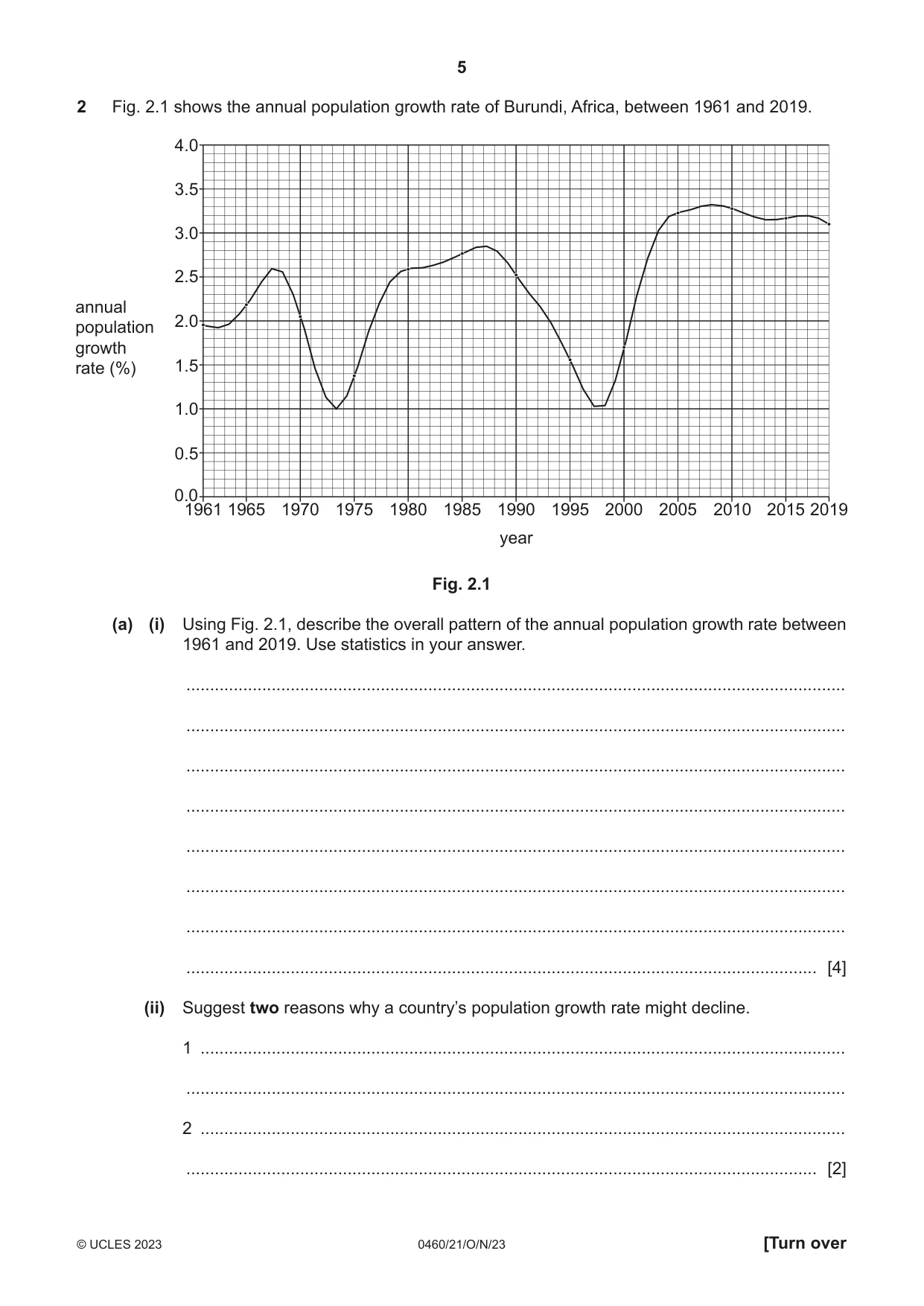 Cambridge IGCSE Geography 0460 2023 Oct/Nov Paper 2 · Variant 1 question paper, page 5 of 16