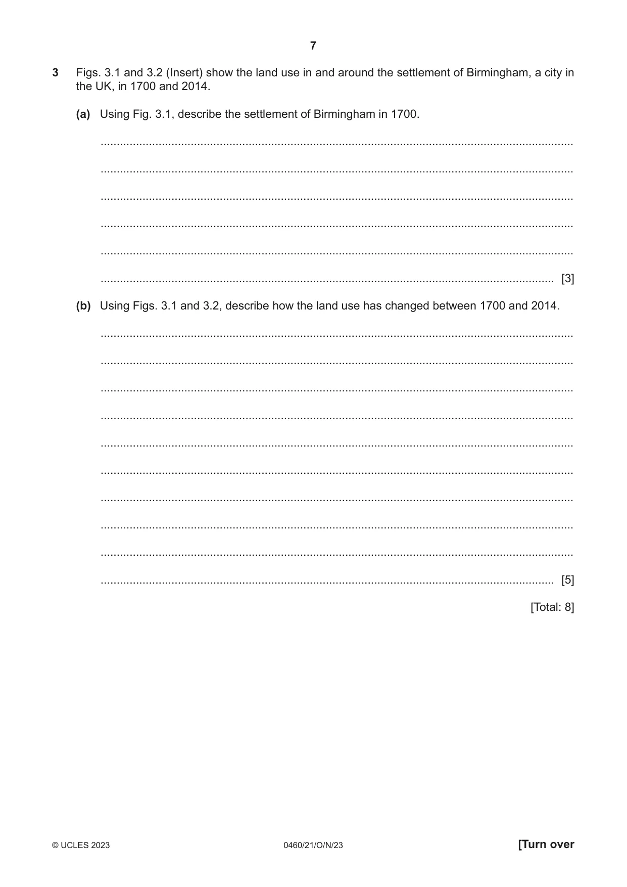 Cambridge IGCSE Geography 0460 2023 Oct/Nov Paper 2 · Variant 1 question paper, page 7 of 16