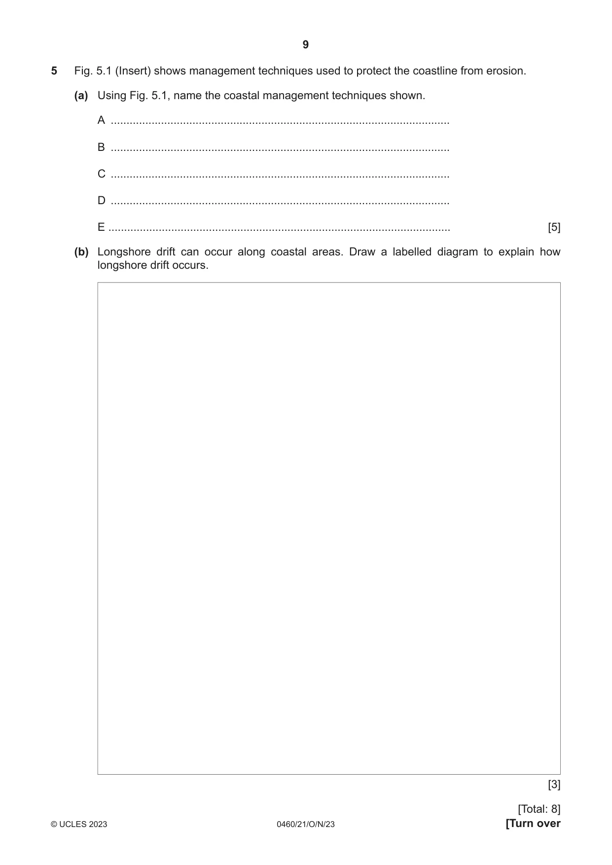 Cambridge IGCSE Geography 0460 2023 Oct/Nov Paper 2 · Variant 1 question paper, page 9 of 16