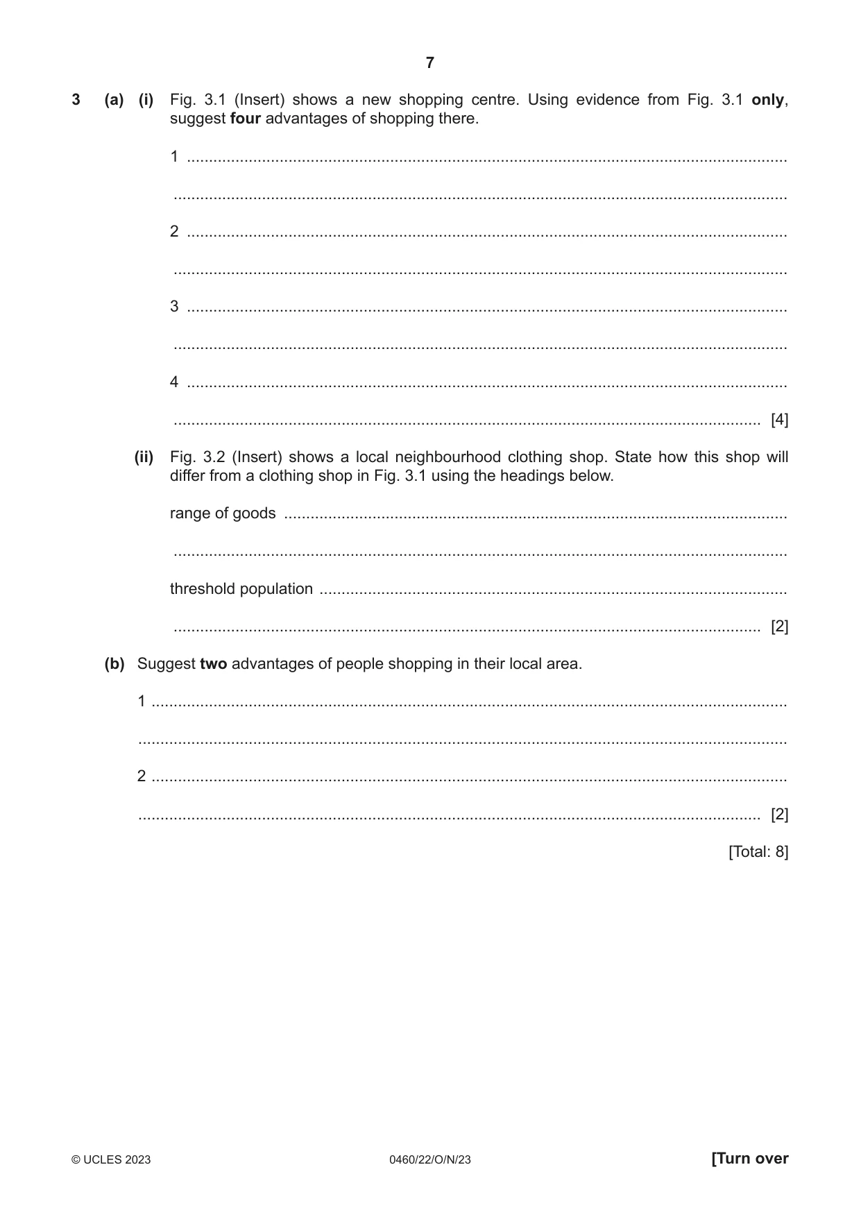 Cambridge IGCSE Geography 0460 2023 Oct/Nov Paper 2 · Variant 2 question paper, page 7 of 16