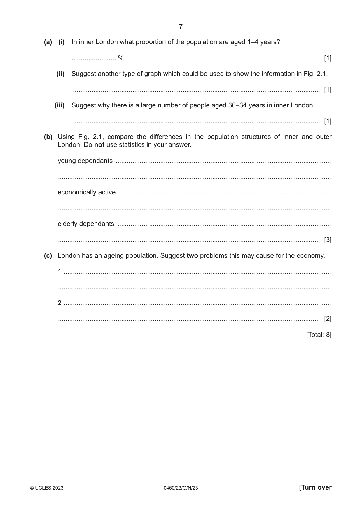 Cambridge IGCSE Geography 0460 2023 Oct/Nov Paper 2 · Variant 3 question paper, page 7 of 16