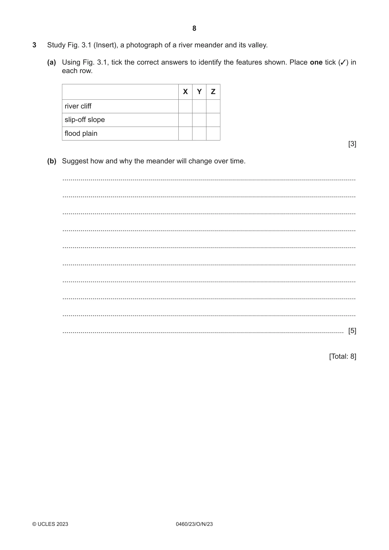 Cambridge IGCSE Geography 0460 2023 Oct/Nov Paper 2 · Variant 3 question paper, page 8 of 16