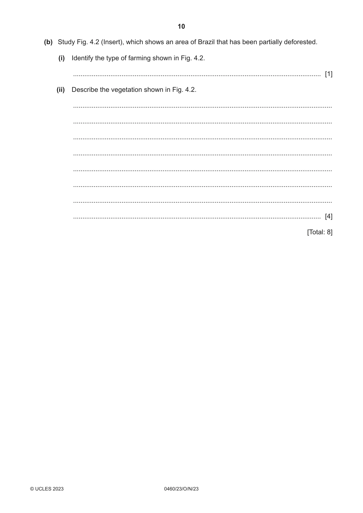 Cambridge IGCSE Geography 0460 2023 Oct/Nov Paper 2 · Variant 3 question paper, page 10 of 16