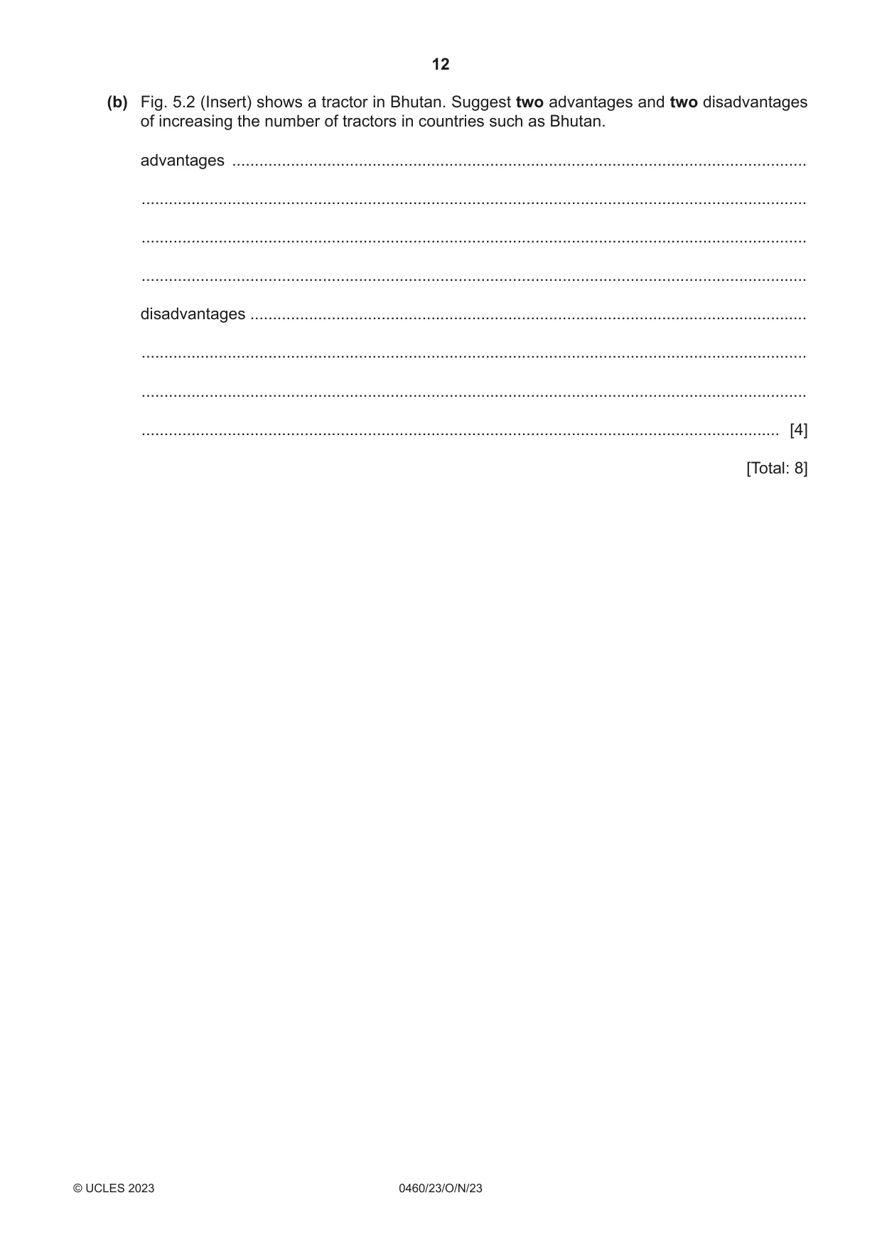 Cambridge IGCSE Geography 0460 2023 Oct/Nov Paper 2 · Variant 3 question paper, page 12 of 16