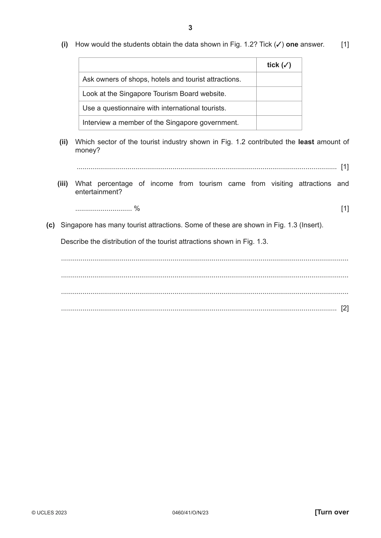 Cambridge IGCSE Geography 0460 2023 Oct/Nov Paper 4 · Variant 1 question paper, page 3 of 20