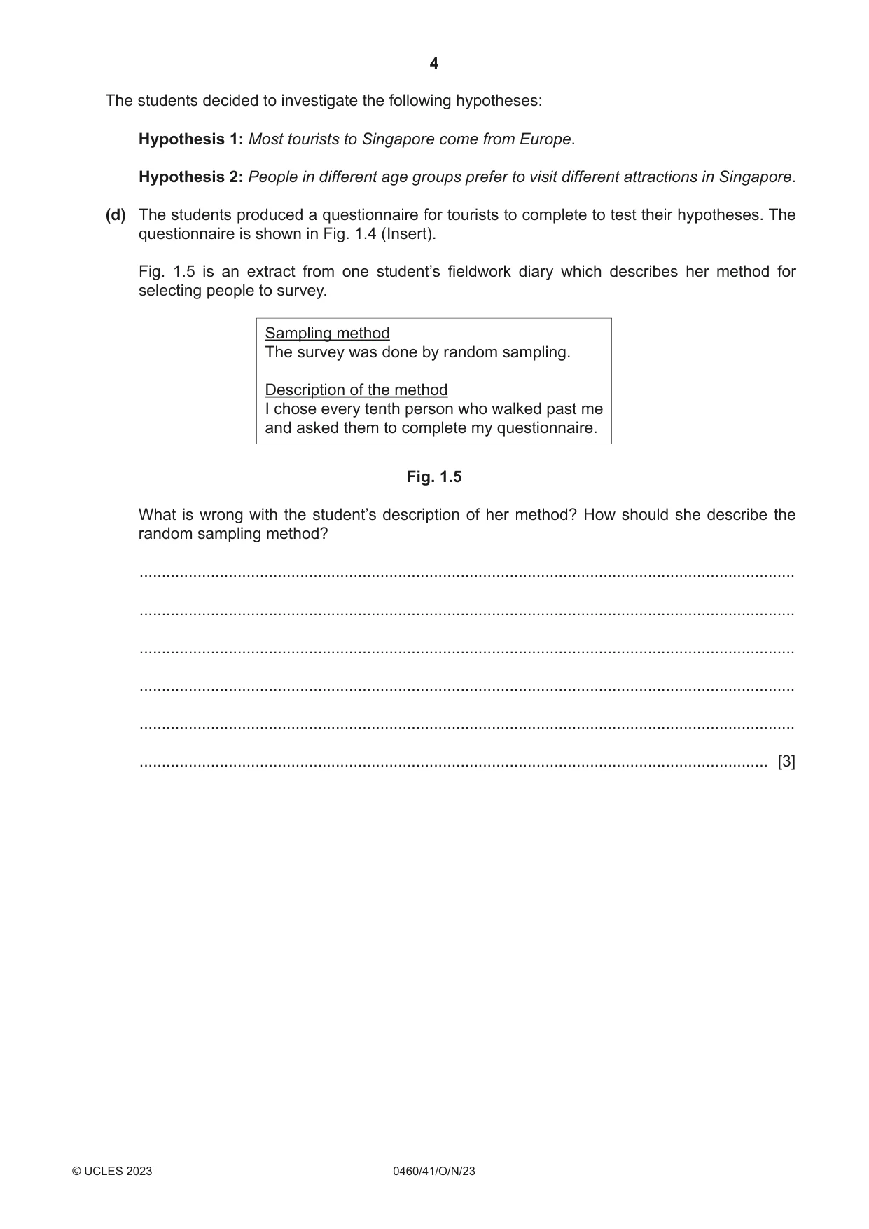 Cambridge IGCSE Geography 0460 2023 Oct/Nov Paper 4 · Variant 1 question paper, page 4 of 20