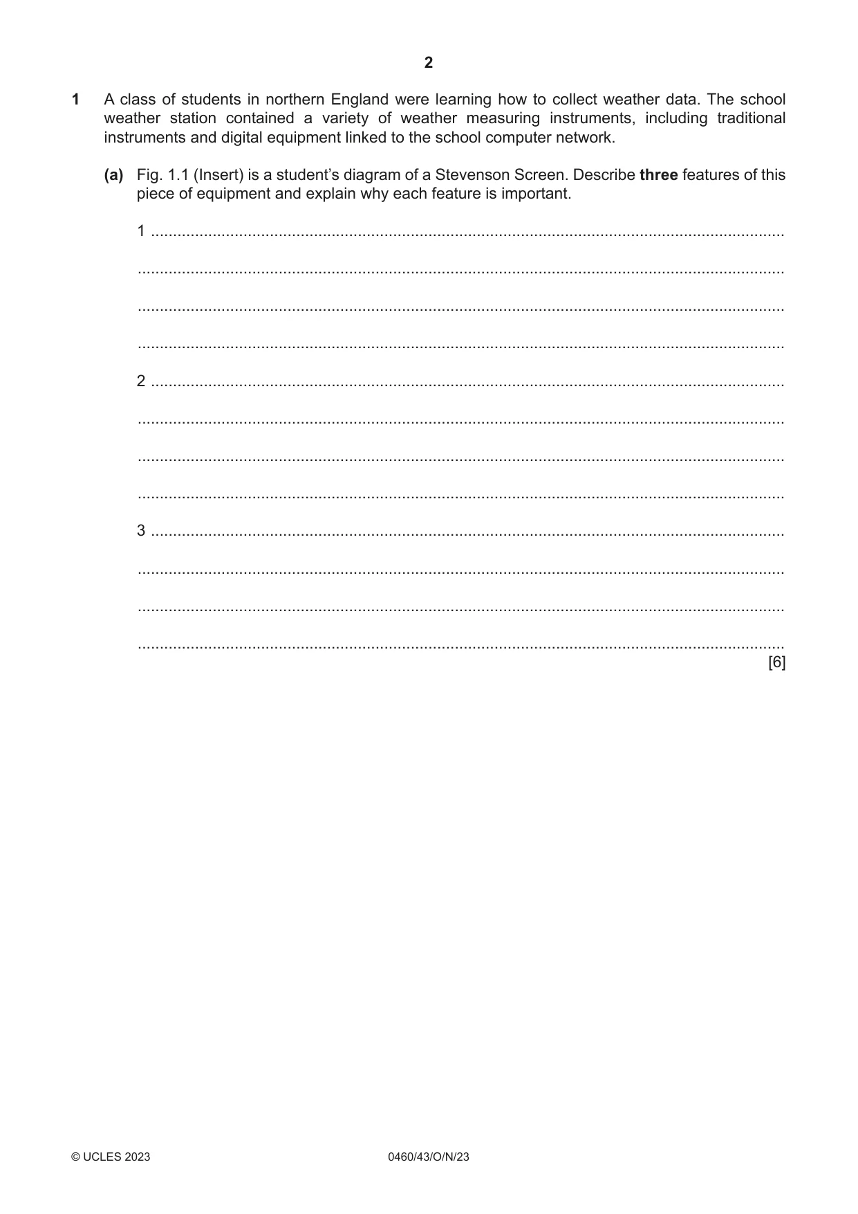 Cambridge IGCSE Geography 0460 2023 Oct/Nov Paper 4 · Variant 3 question paper, page 2 of 20