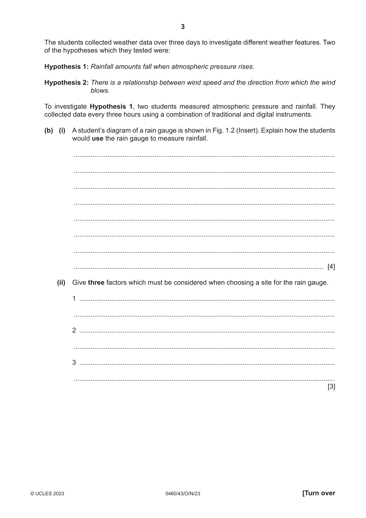 Cambridge IGCSE Geography 0460 2023 Oct/Nov Paper 4 · Variant 3 question paper, page 3 of 20