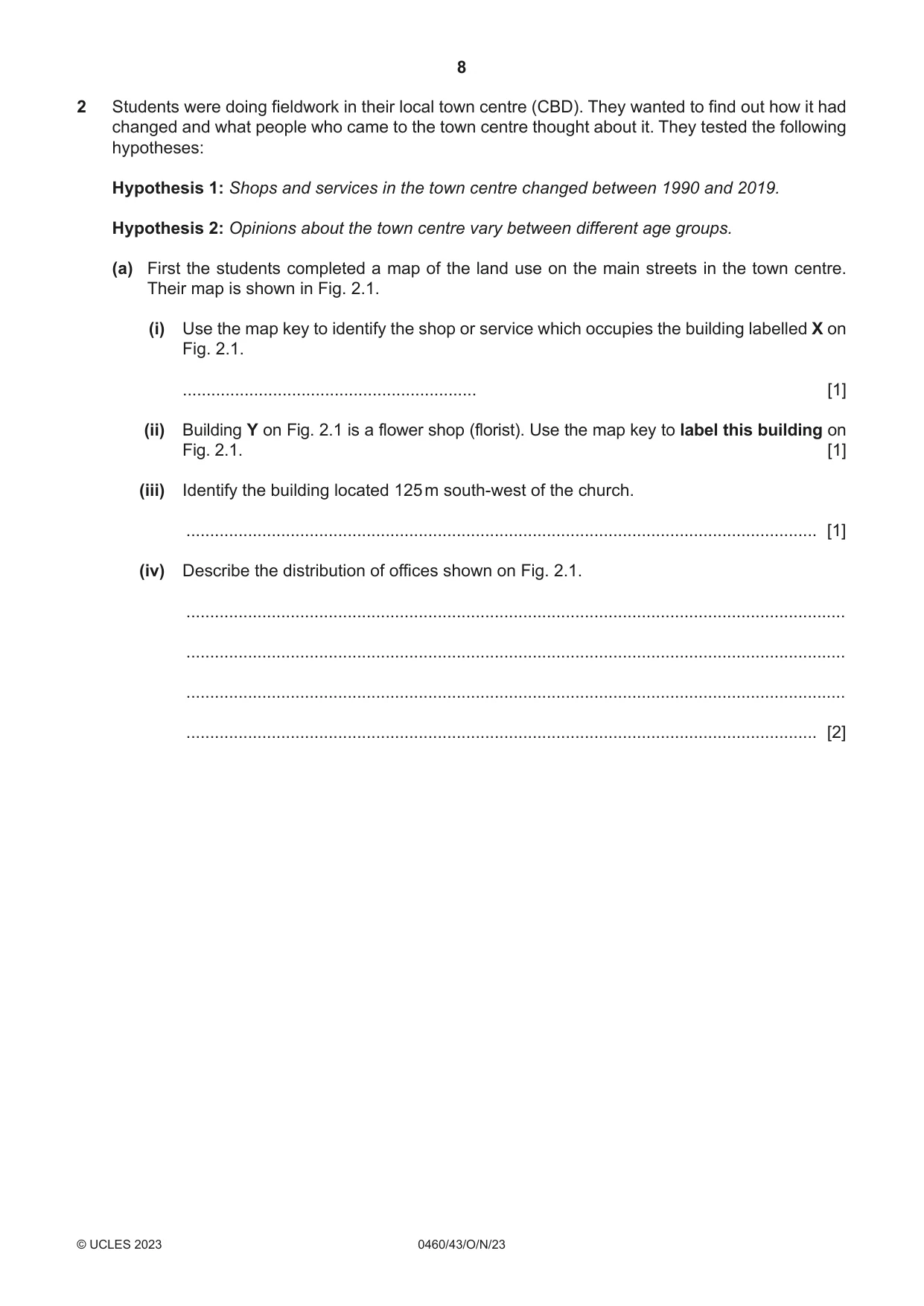 Cambridge IGCSE Geography 0460 2023 Oct/Nov Paper 4 · Variant 3 question paper, page 8 of 20