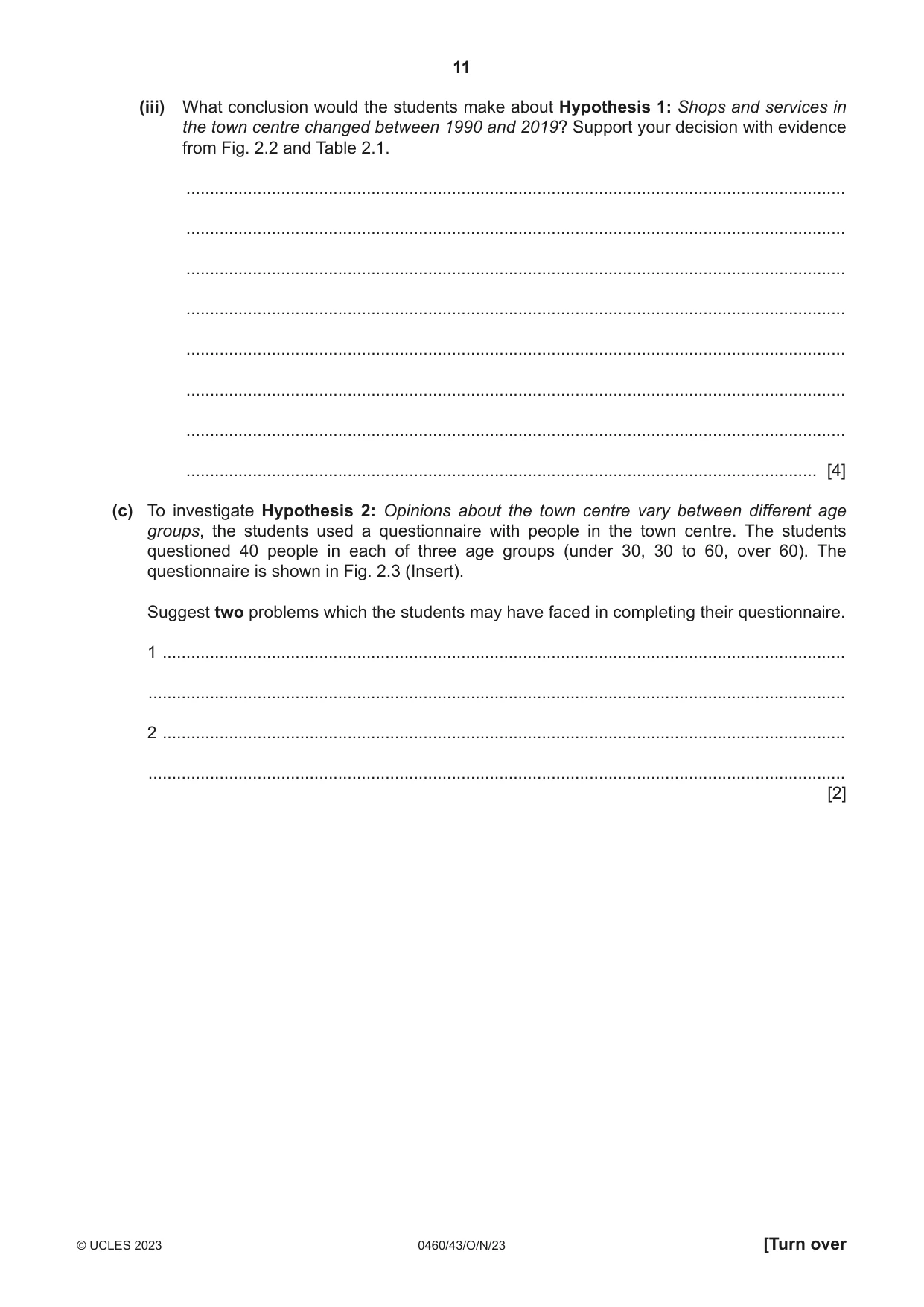 Cambridge IGCSE Geography 0460 2023 Oct/Nov Paper 4 · Variant 3 question paper, page 11 of 20