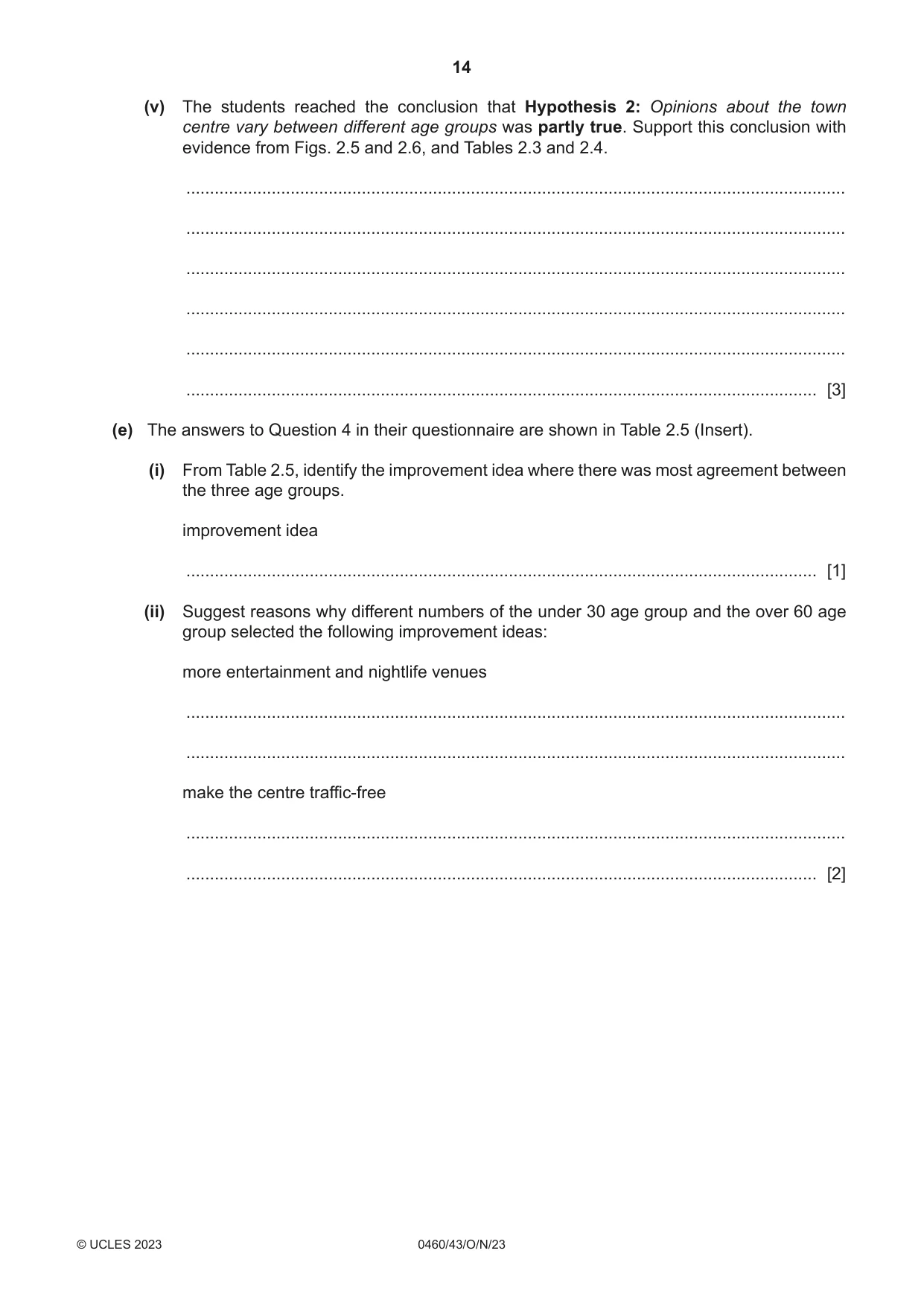 Cambridge IGCSE Geography 0460 2023 Oct/Nov Paper 4 · Variant 3 question paper, page 14 of 20