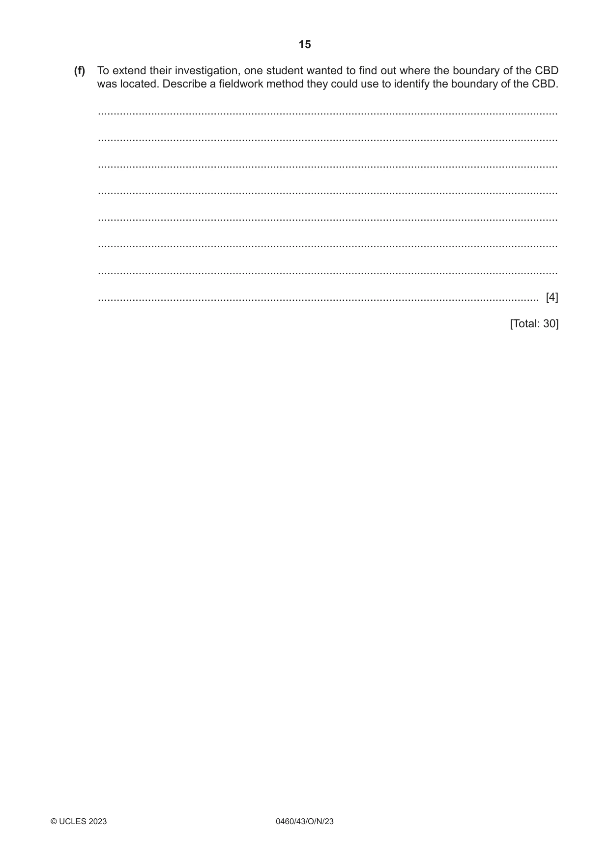 Cambridge IGCSE Geography 0460 2023 Oct/Nov Paper 4 · Variant 3 question paper, page 15 of 20