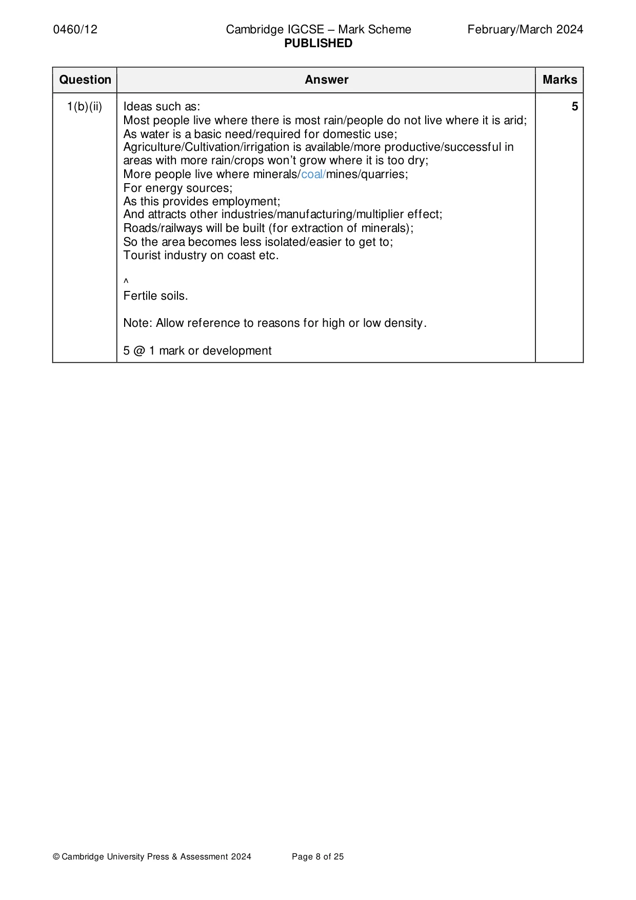 Mark scheme, page 8 of 25
