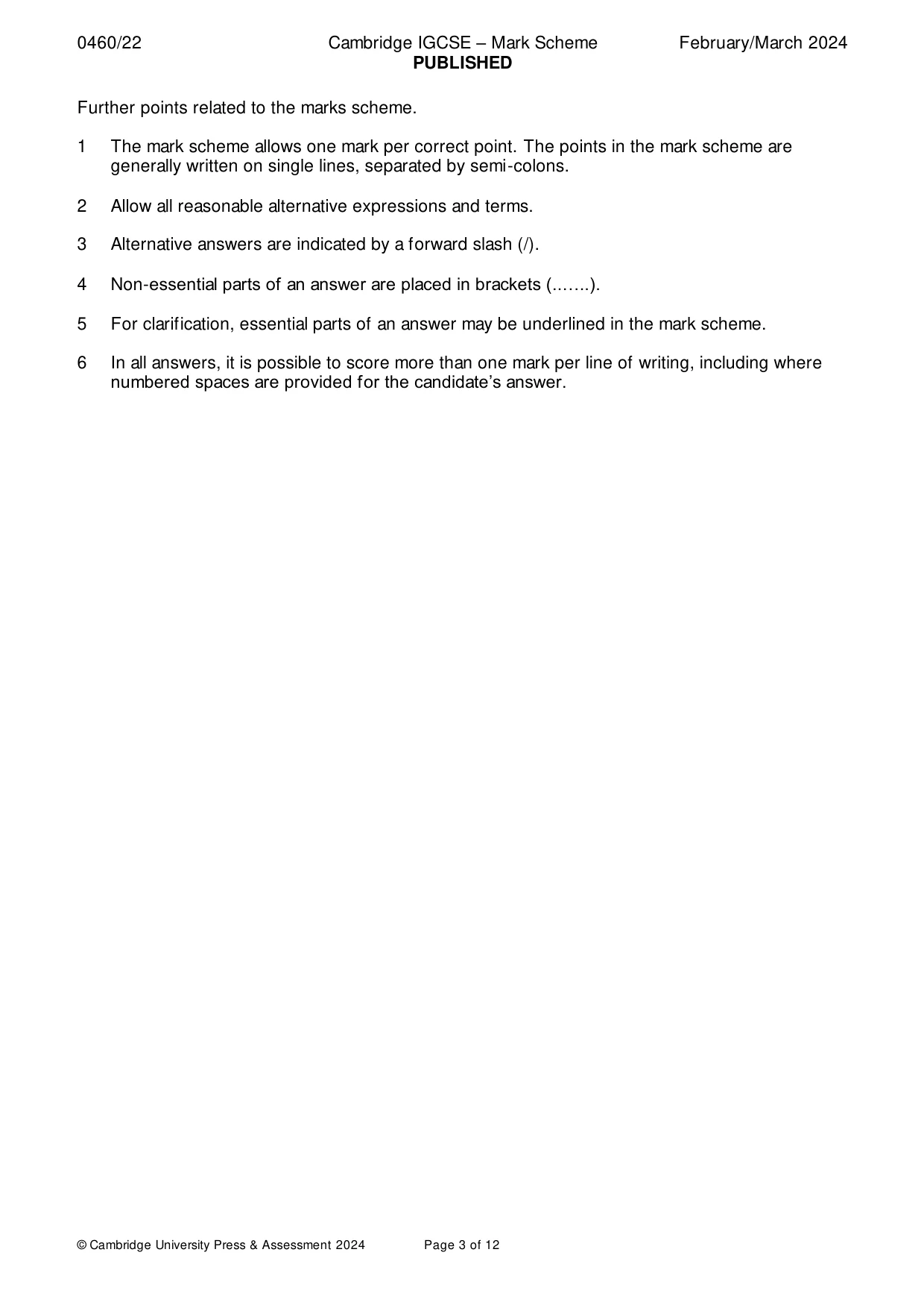 Mark scheme, page 3 of 12