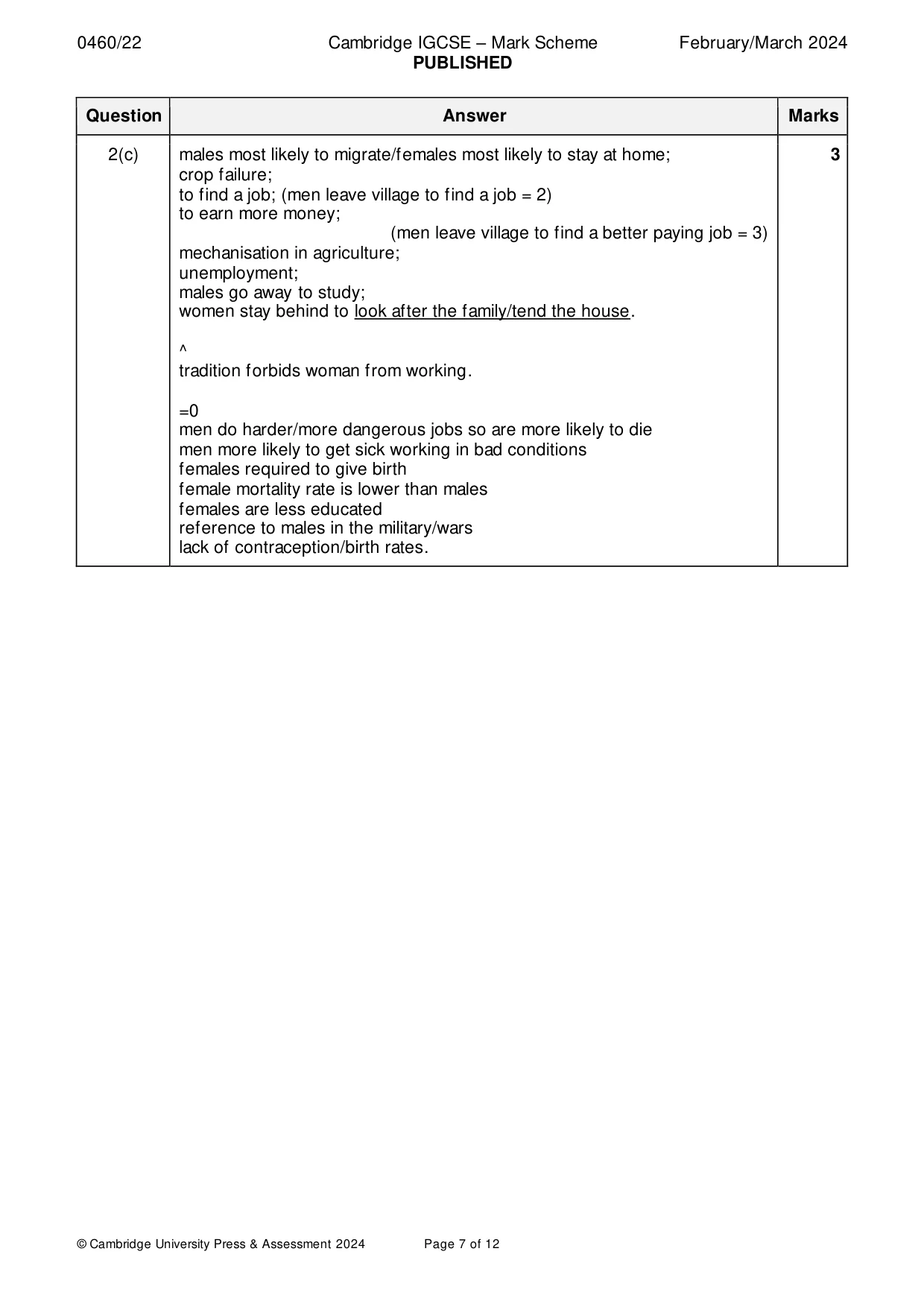 Mark scheme, page 7 of 12