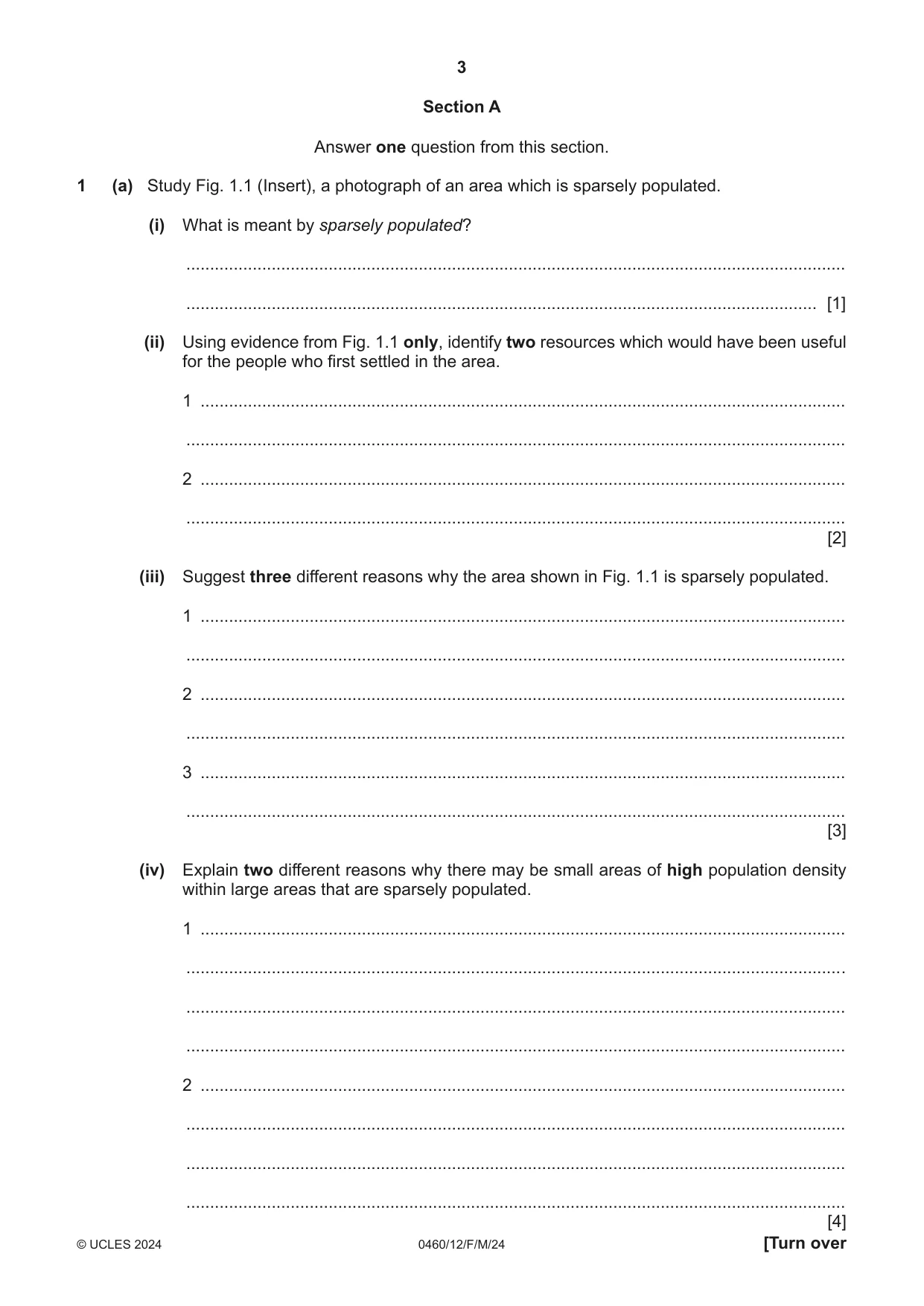 Cambridge IGCSE Geography 0460 2024 Feb/March Paper 1 · Variant 2 question paper, page 3 of 28