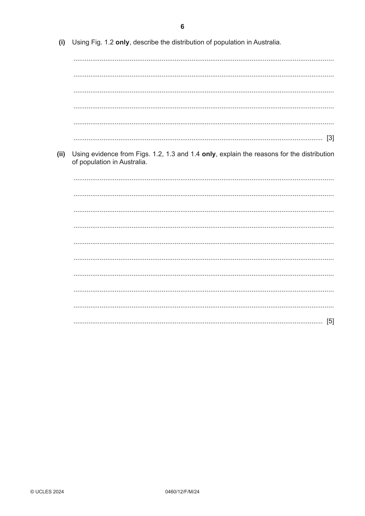 Cambridge IGCSE Geography 0460 2024 Feb/March Paper 1 · Variant 2 question paper, page 6 of 28
