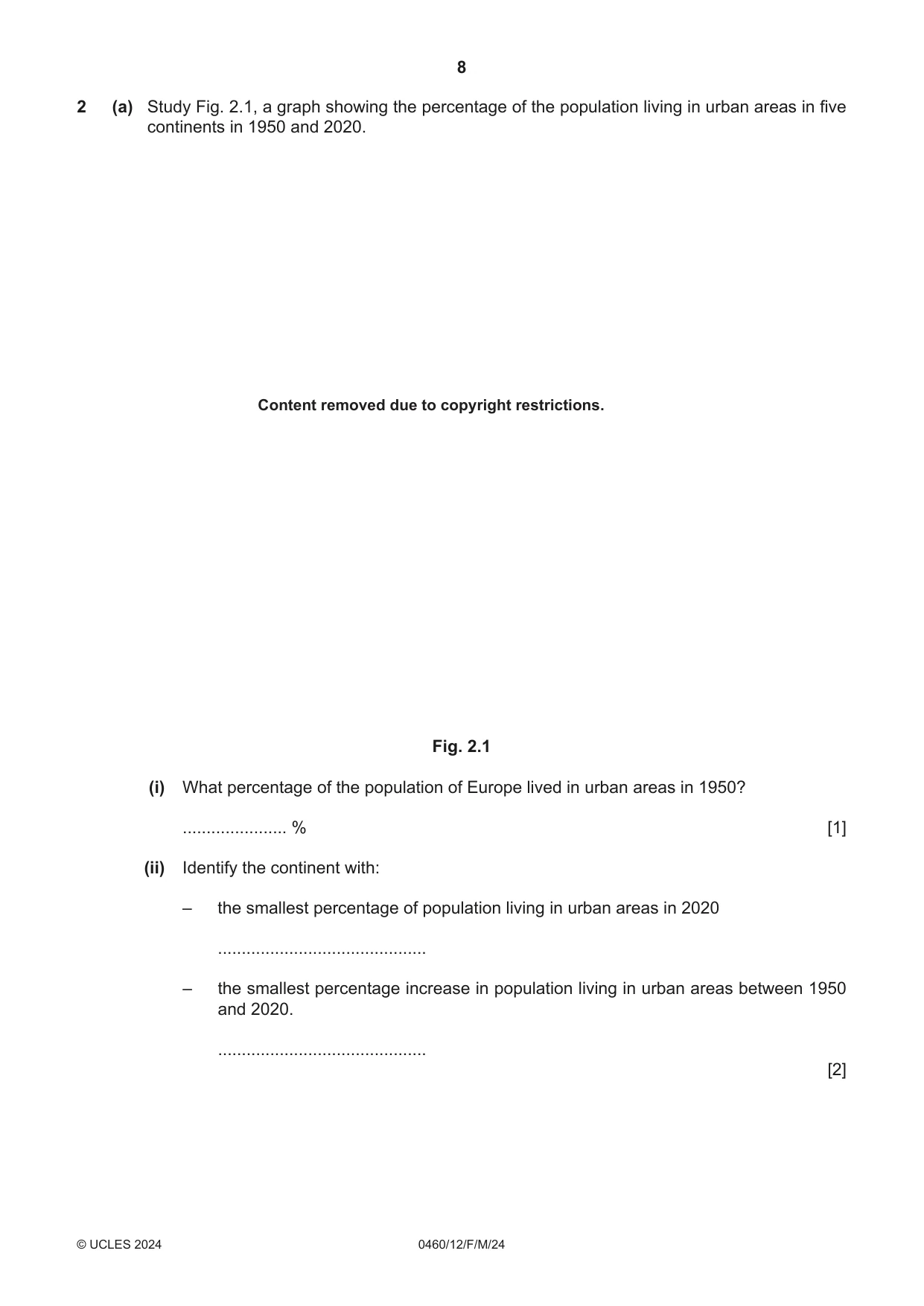 Cambridge IGCSE Geography 0460 2024 Feb/March Paper 1 · Variant 2 question paper, page 8 of 28
