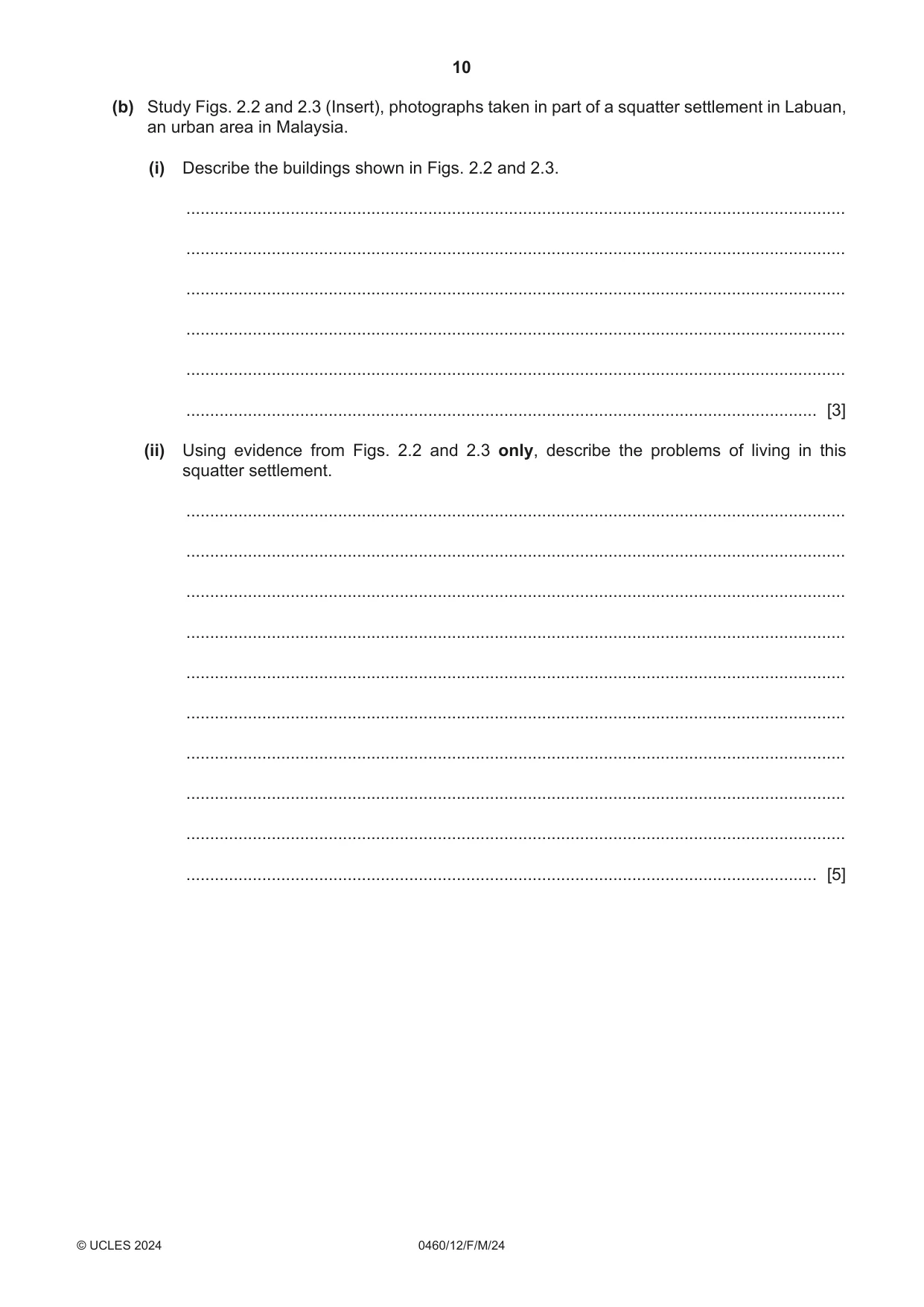 Cambridge IGCSE Geography 0460 2024 Feb/March Paper 1 · Variant 2 question paper, page 10 of 28