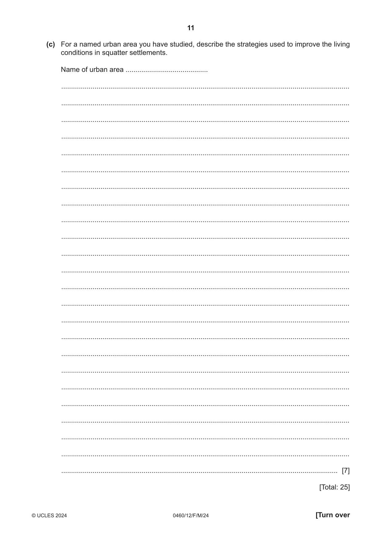 Cambridge IGCSE Geography 0460 2024 Feb/March Paper 1 · Variant 2 question paper, page 11 of 28