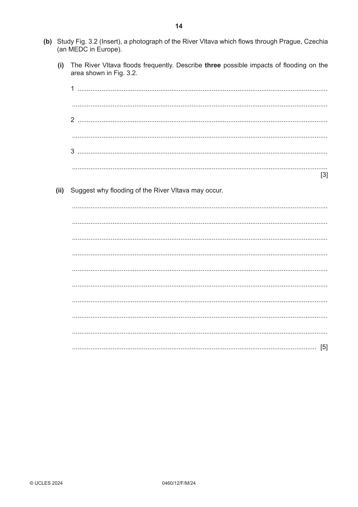 Cambridge IGCSE Geography 0460 2024 Feb/March Paper 1 · Variant 2 question paper, page 14 of 28