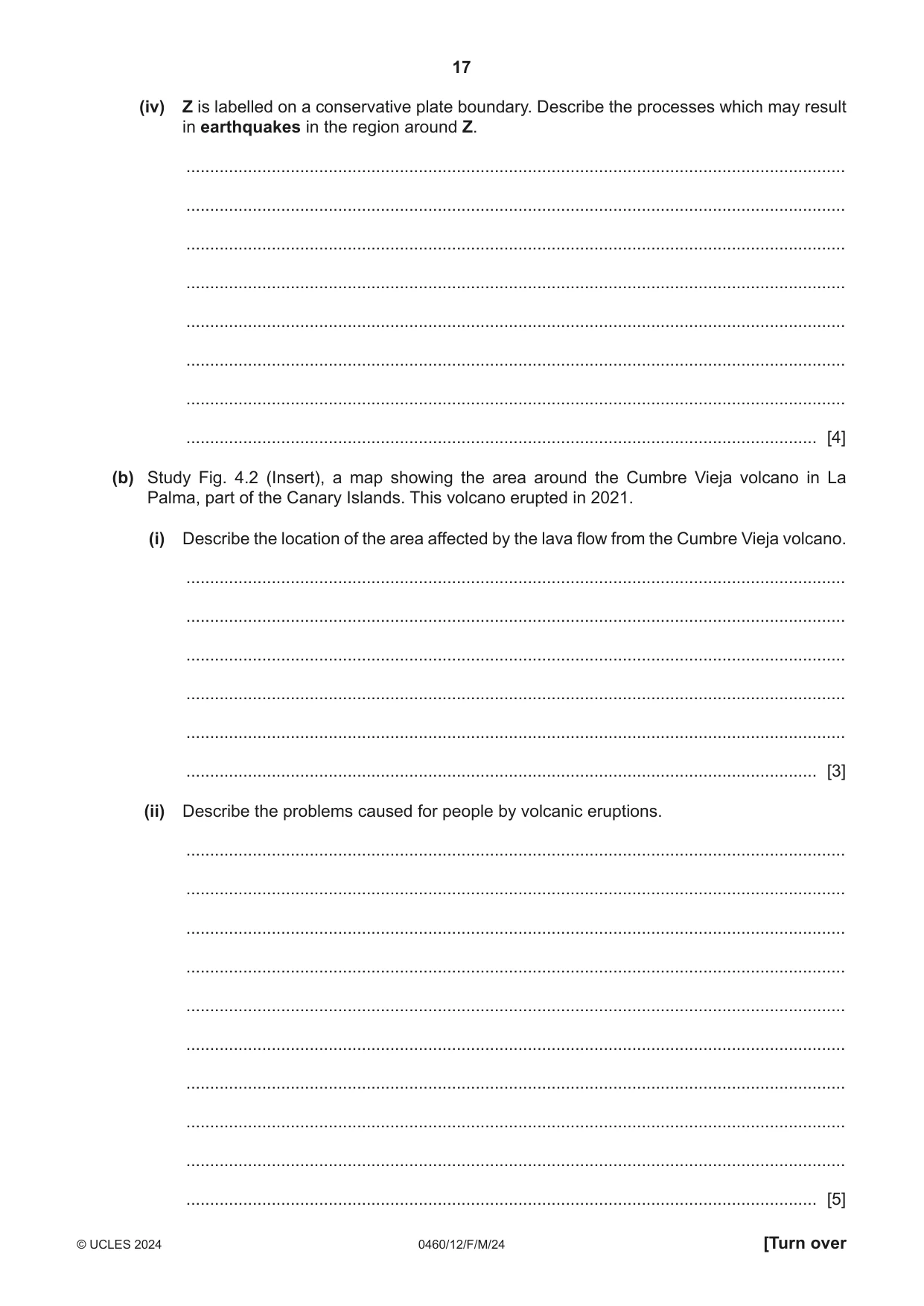 Cambridge IGCSE Geography 0460 2024 Feb/March Paper 1 · Variant 2 question paper, page 17 of 28