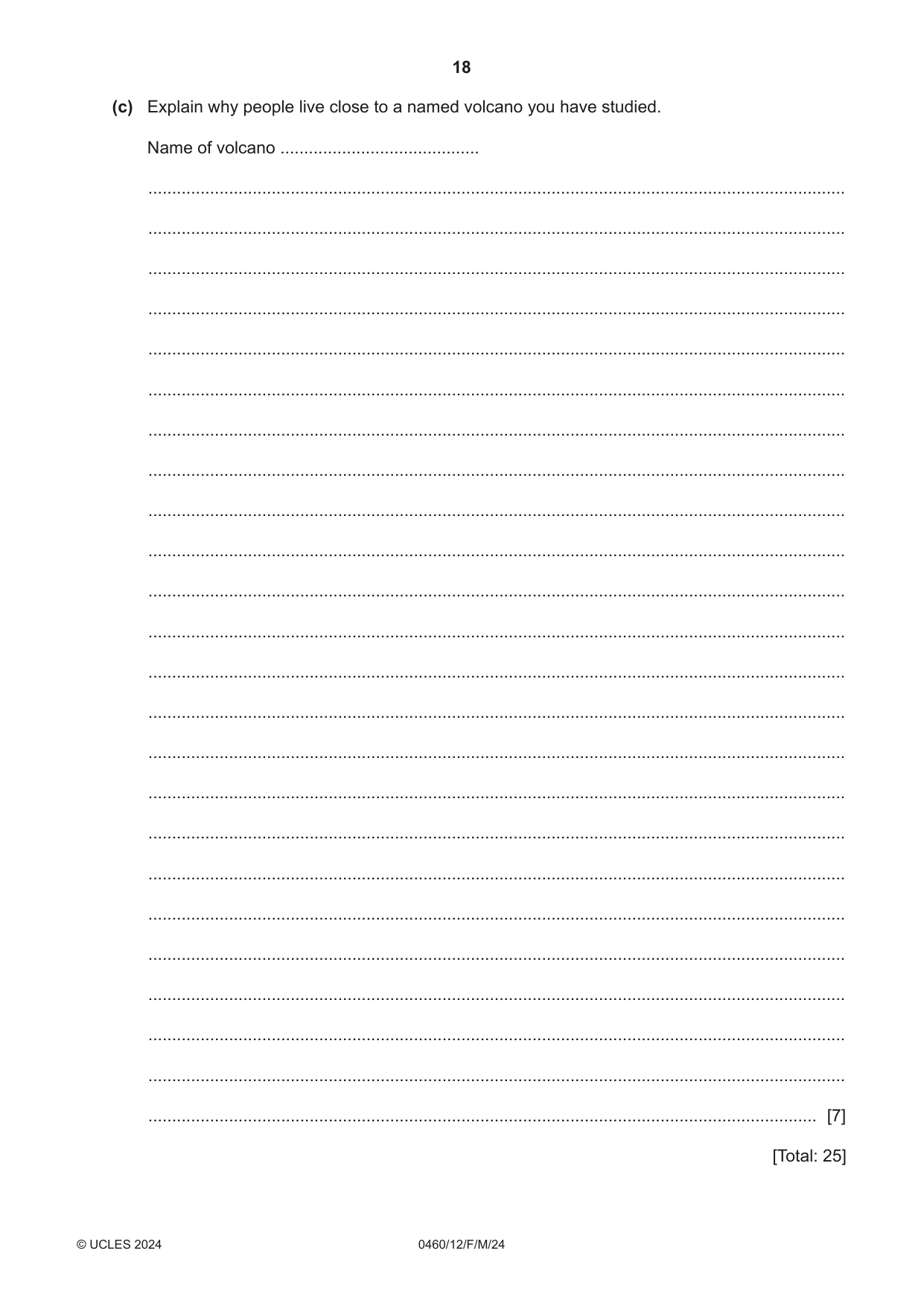 Cambridge IGCSE Geography 0460 2024 Feb/March Paper 1 · Variant 2 question paper, page 18 of 28