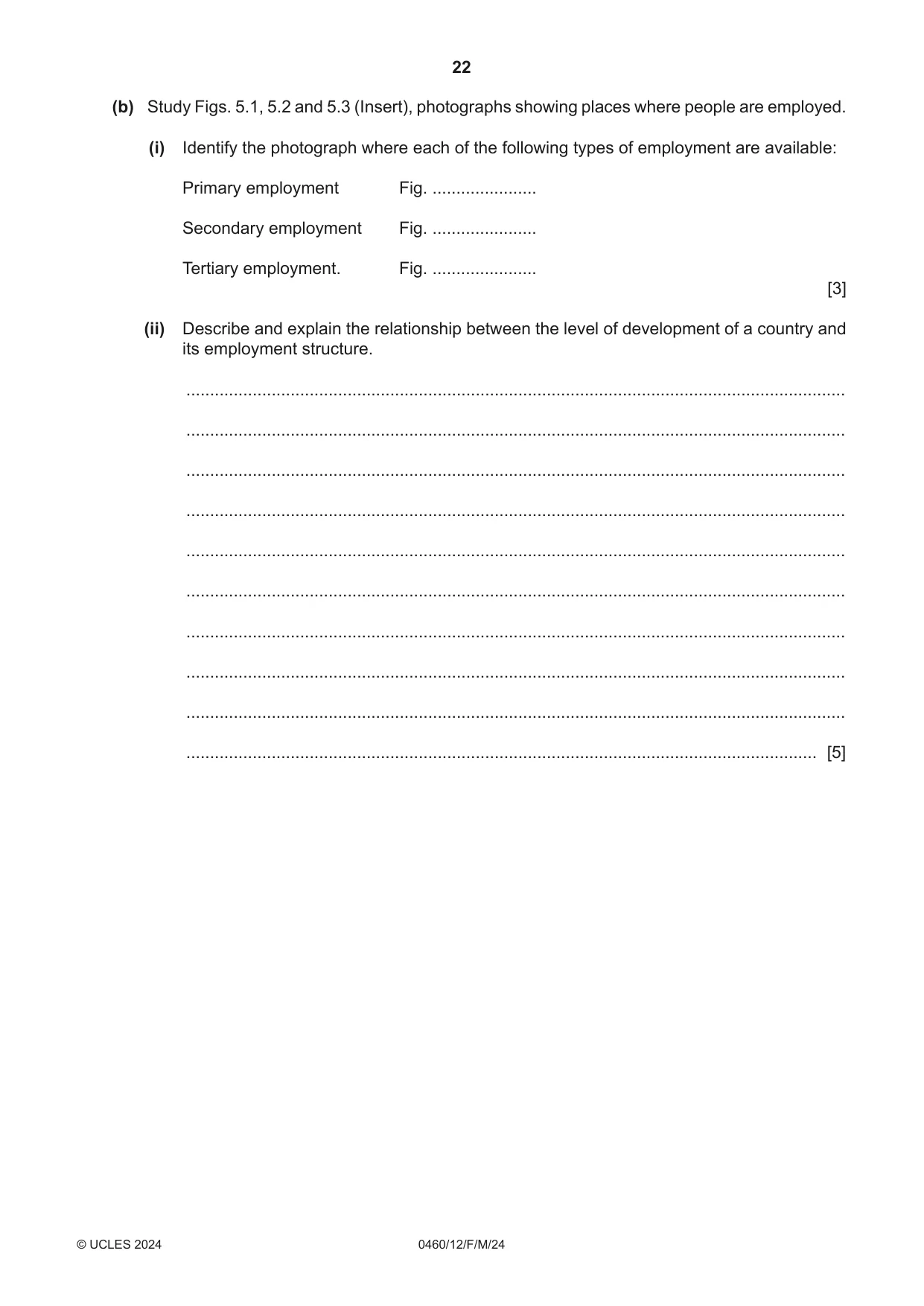 Cambridge IGCSE Geography 0460 2024 Feb/March Paper 1 · Variant 2 question paper, page 22 of 28