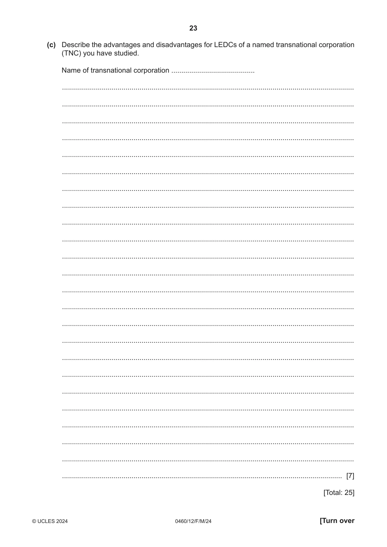 Cambridge IGCSE Geography 0460 2024 Feb/March Paper 1 · Variant 2 question paper, page 23 of 28