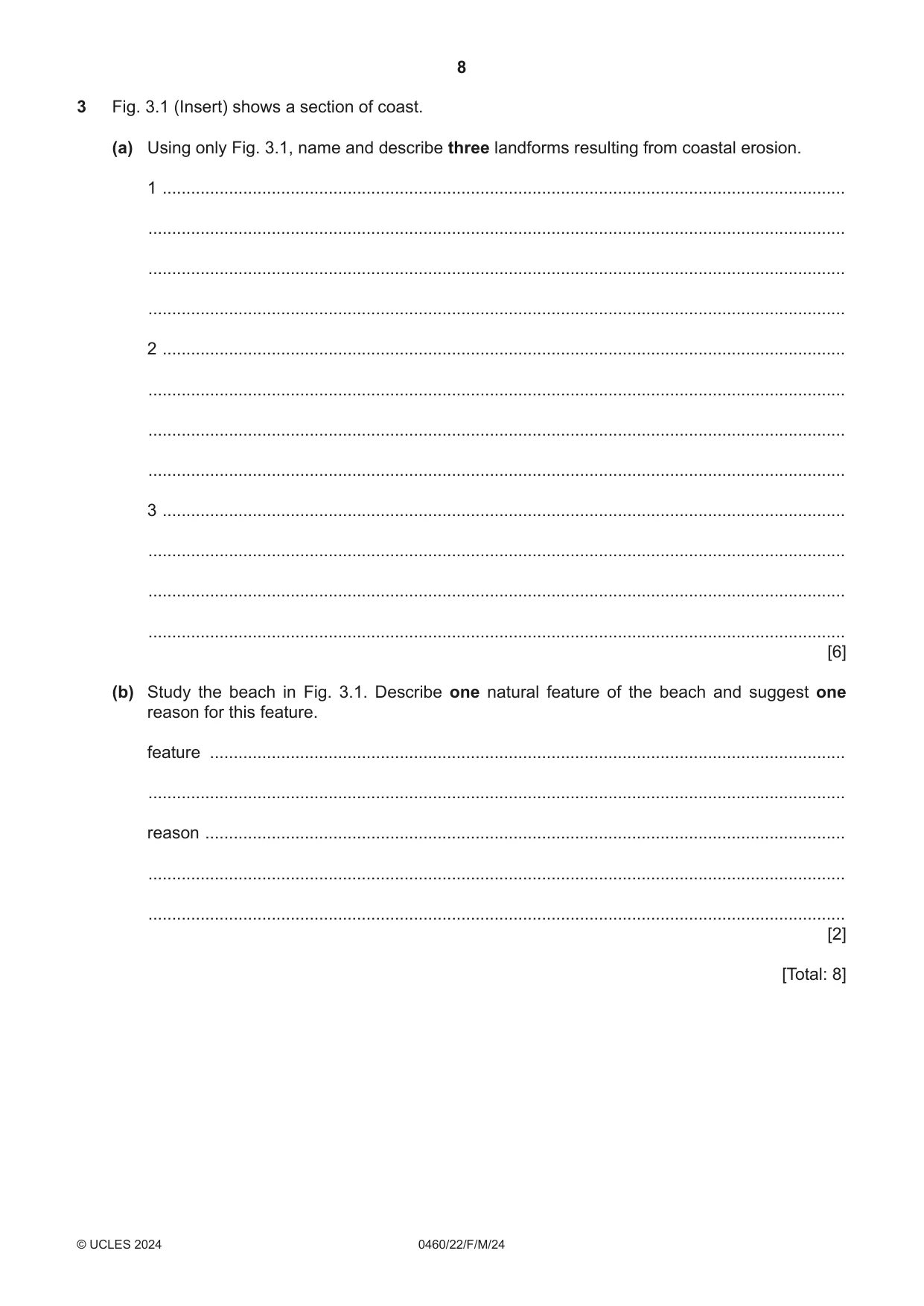 Cambridge IGCSE Geography 0460 2024 Feb/March Paper 2 · Variant 2 question paper, page 8 of 16