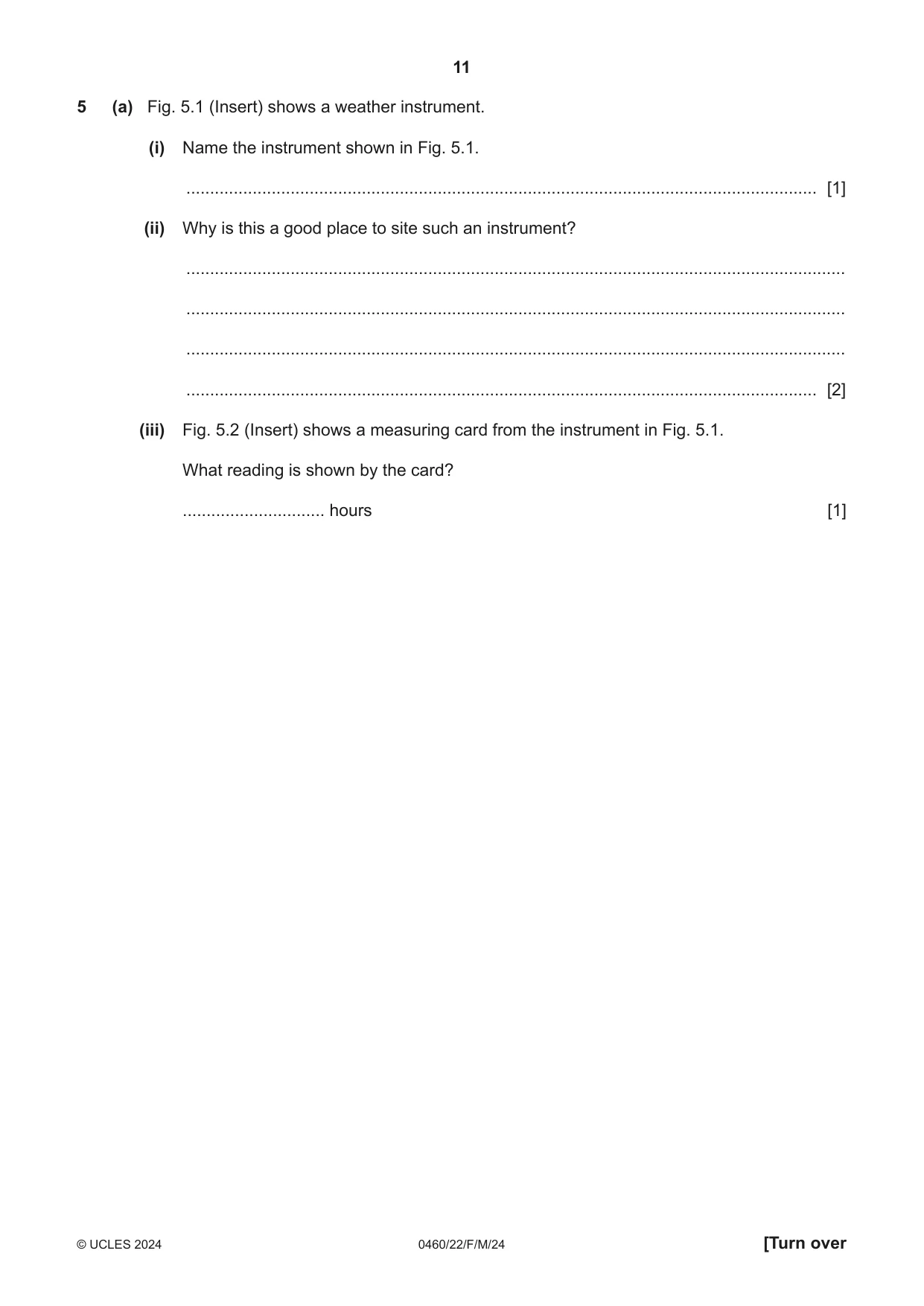 Cambridge IGCSE Geography 0460 2024 Feb/March Paper 2 · Variant 2 question paper, page 11 of 16