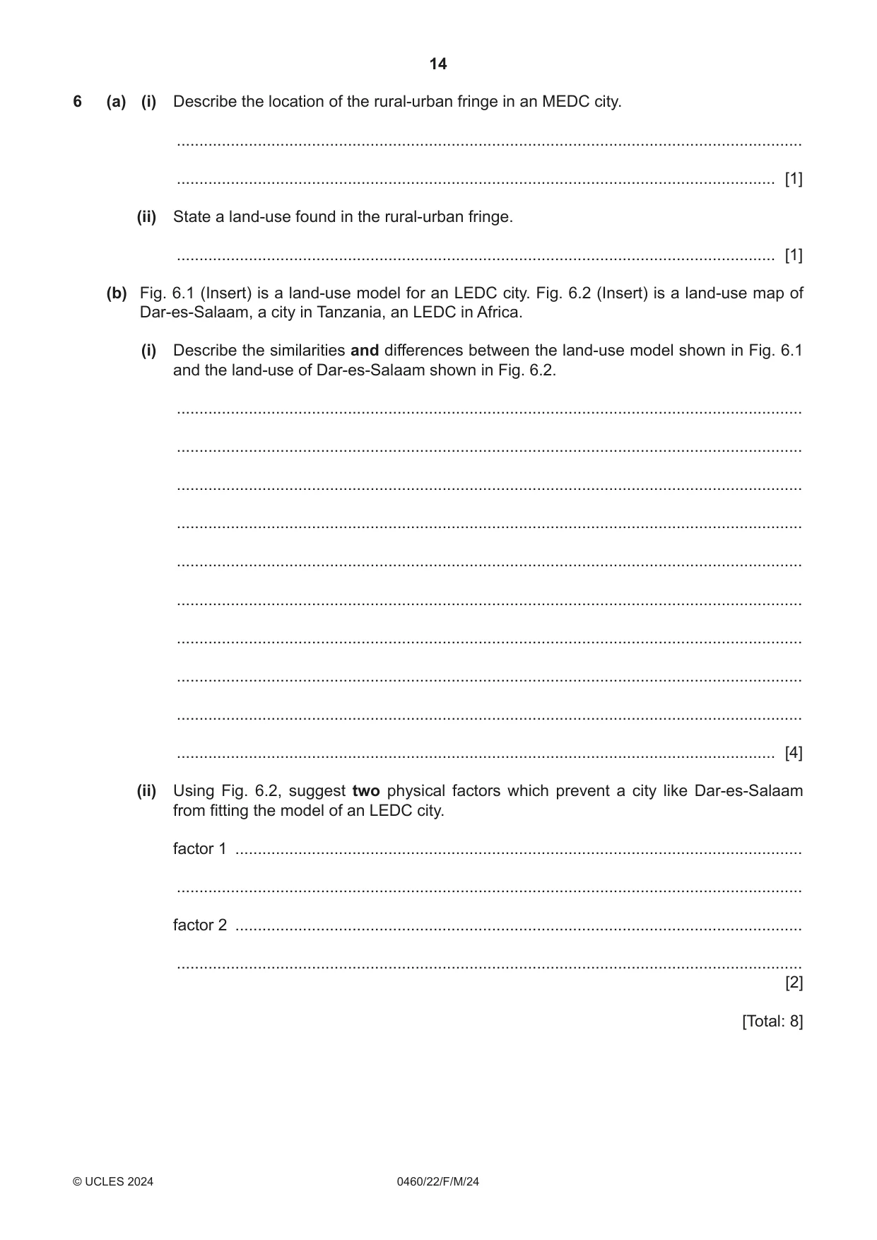 Cambridge IGCSE Geography 0460 2024 Feb/March Paper 2 · Variant 2 question paper, page 14 of 16