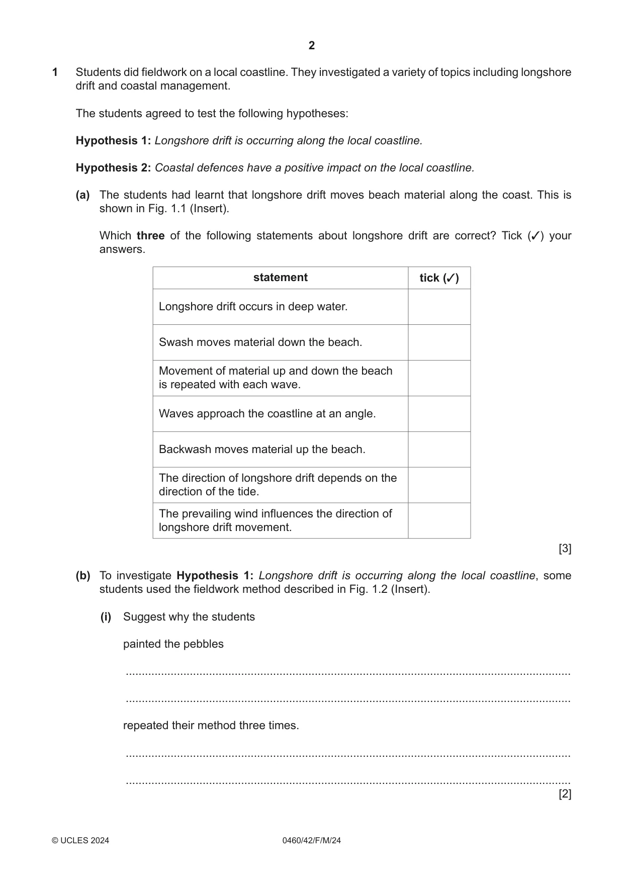 Cambridge IGCSE Geography 0460 2024 Feb/March Paper 4 · Variant 2 question paper, page 2 of 20