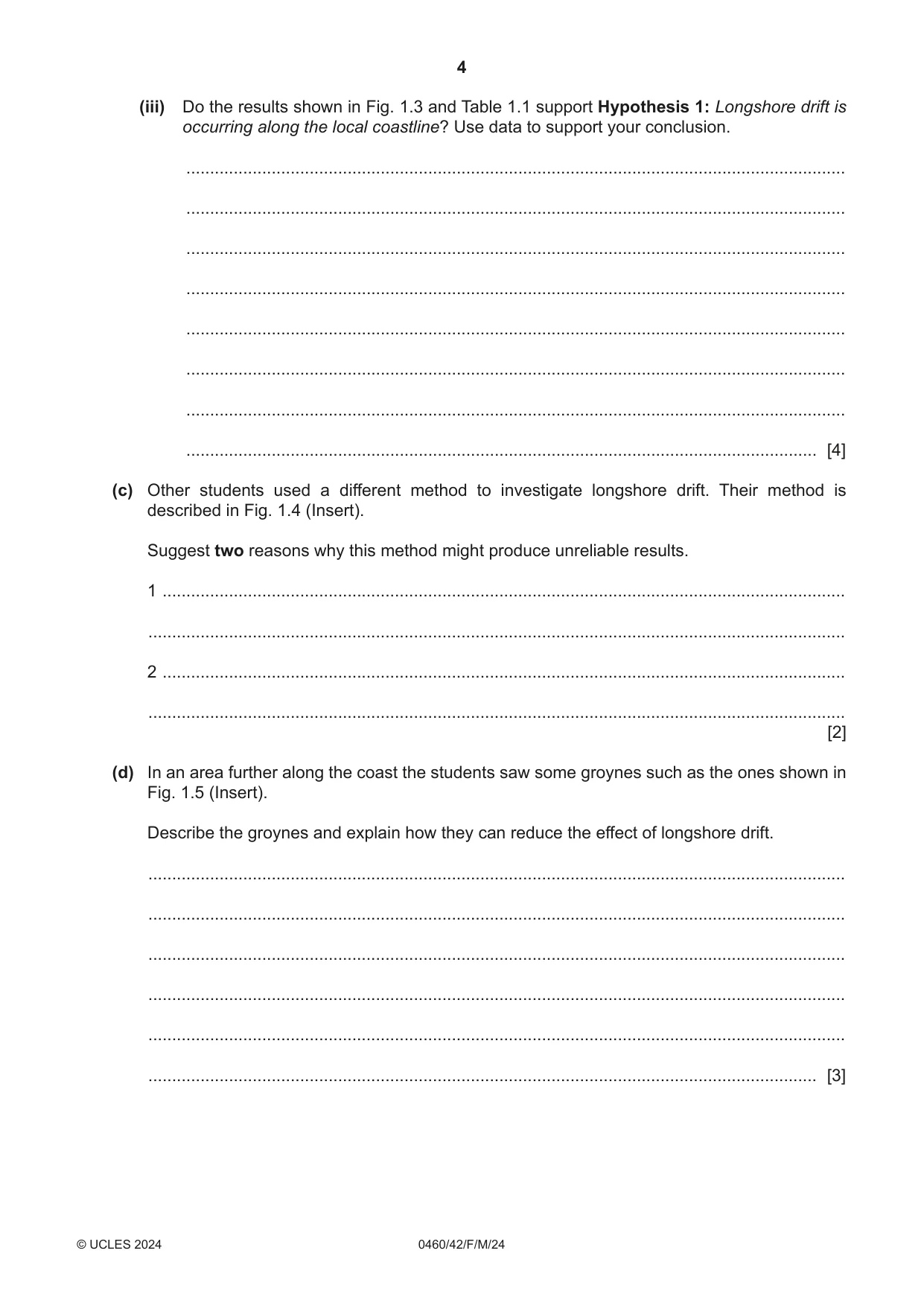 Cambridge IGCSE Geography 0460 2024 Feb/March Paper 4 · Variant 2 question paper, page 4 of 20